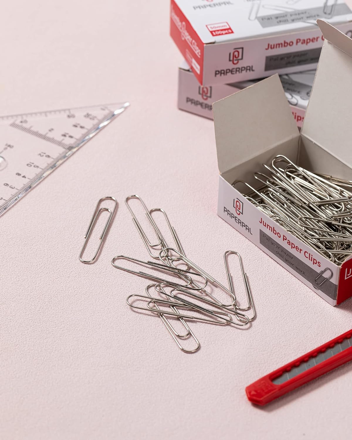PAPERPAL Paperclips for Office School & Personal Use, Jumbo Smooth Paper Clip (2"), 1000 Large Paper Clips (10 Boxes of 100 Each), Silver
