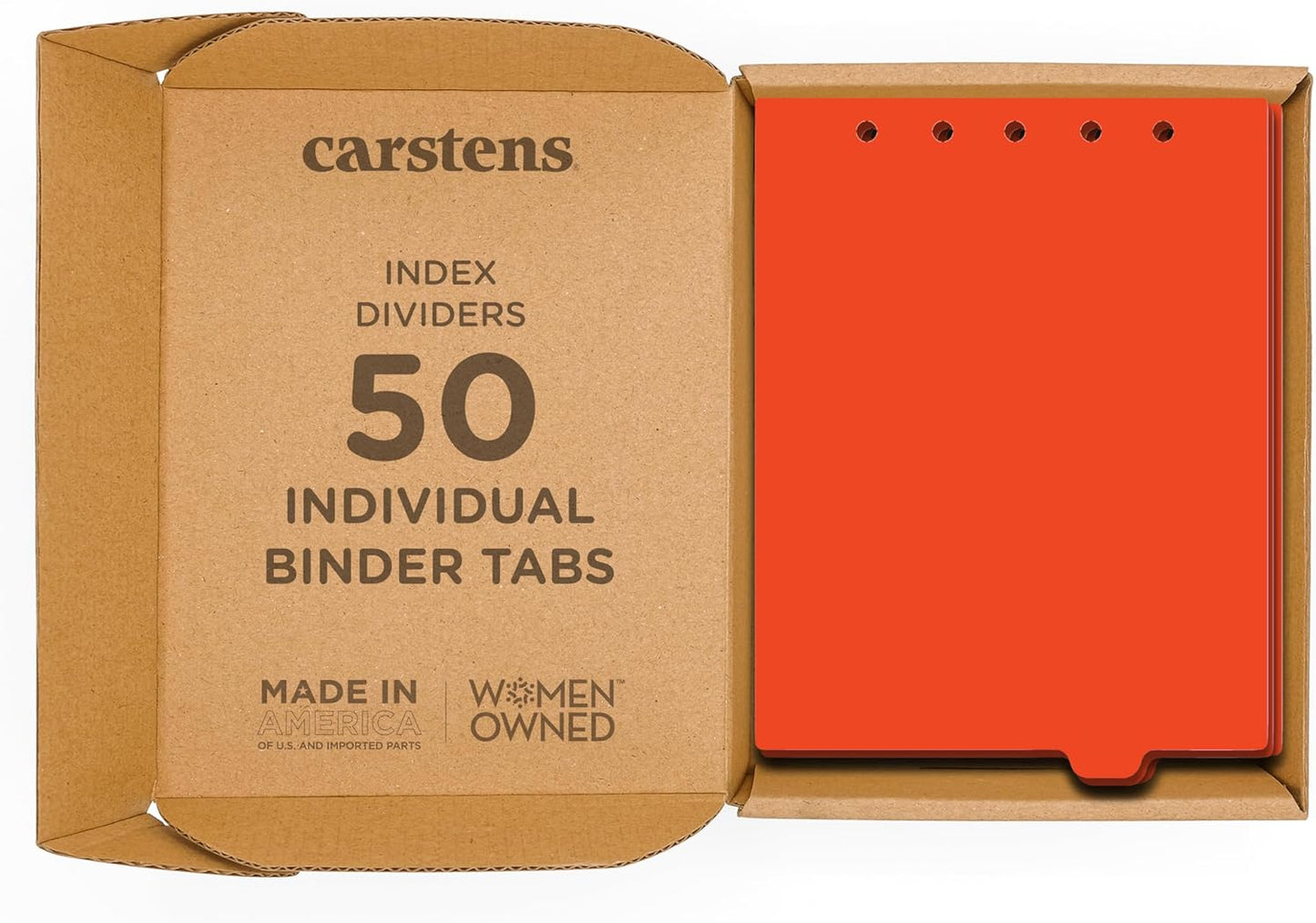 Carstens - Heavy Duty Plastic Ring Binder Dividers, Bottom Tab, 1/9 Cut, Tab 7 Position, US Letter, Orange, Case of 50, (2619-07CS) - Ideal Medical Chart Dividers or Index Tabs for 3 Ring Binders