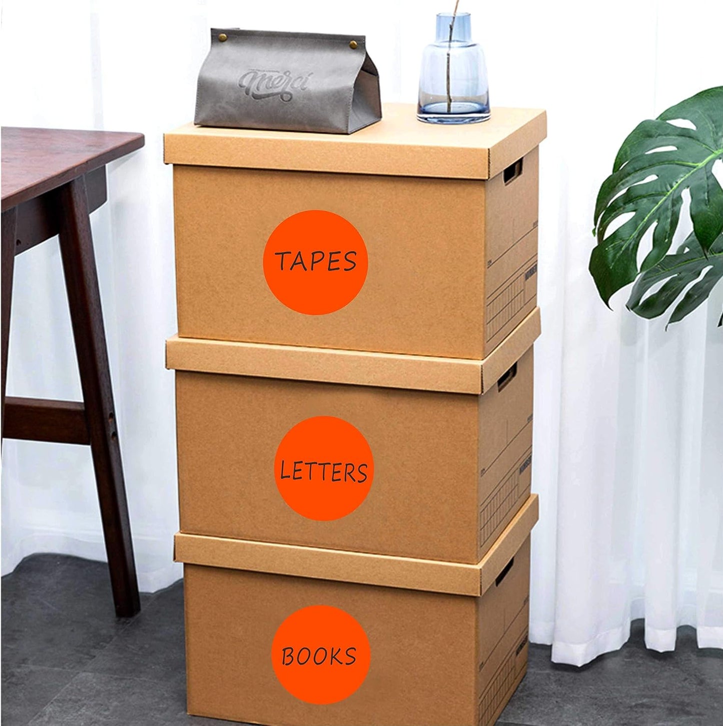 PARLAIM 3 Inch Round Permanent Color-Code Dot Stickers, 500 Color Coding Circle Labels per Roll, 3" Dispenser Box for Inventory, Orange