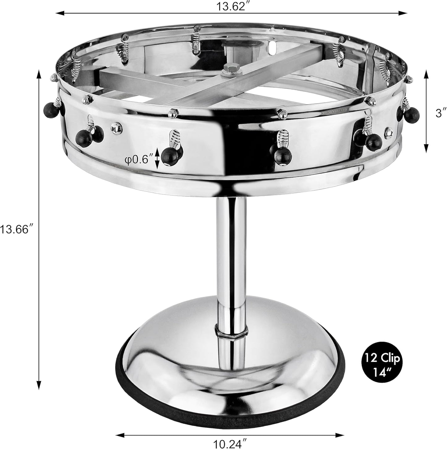 New Star Stainless Steel Order Wheel Ticket Holder, 12 Clips, 14-Inch Dia with 10-Inch Chrome Heavy Base, 1 Piece
