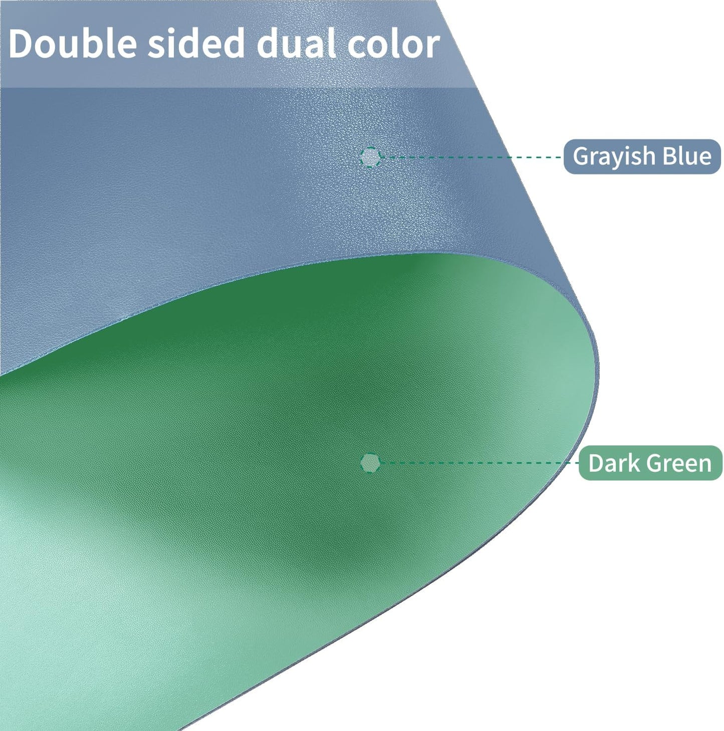 Leather Table Cover,1.8mm Thick,35.4x70.9 Inch,Table Protector for Dining Room Table,Dining Table Cover,Table Cover Protector,Dining Table Pads(Grayish Blue+Dark Green,35.4x70.9)