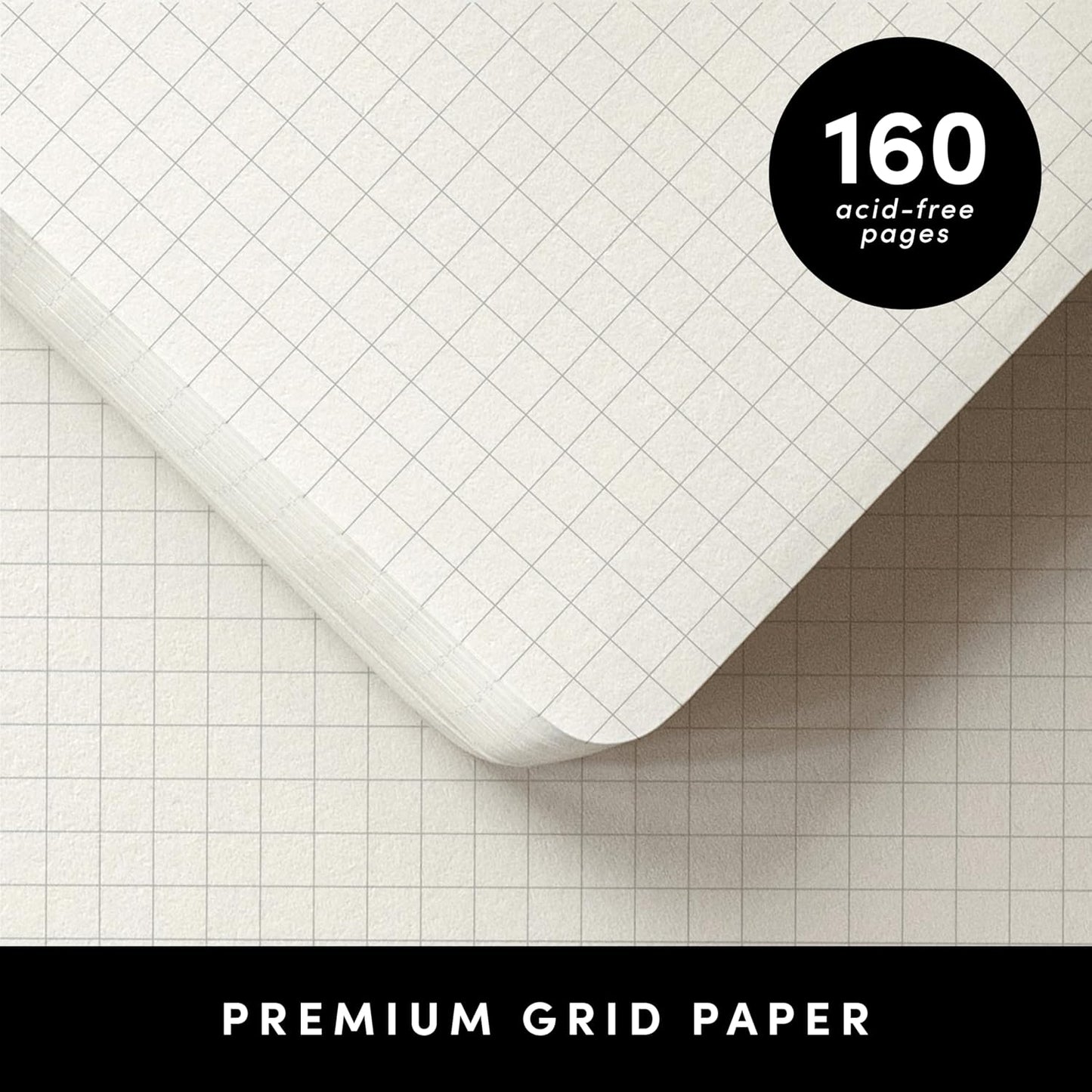 PAPERAGE Graph Paper Journal Notebook, (Lavender), 160 Pages, Medium 5.6 in x 8 in - 100 GSM Thick Paper – Hardcover Grid Notebook for Work or School