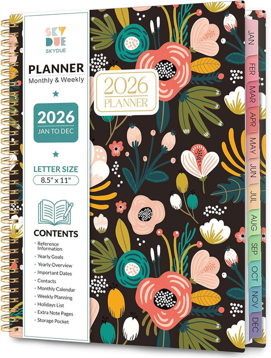 Planner 2026, 8.5" x 11" Monthly & Weekly Planner with Tabs, JAN - DEC 2026, Goal Setting & Time Management Organizer for Professionals & Students