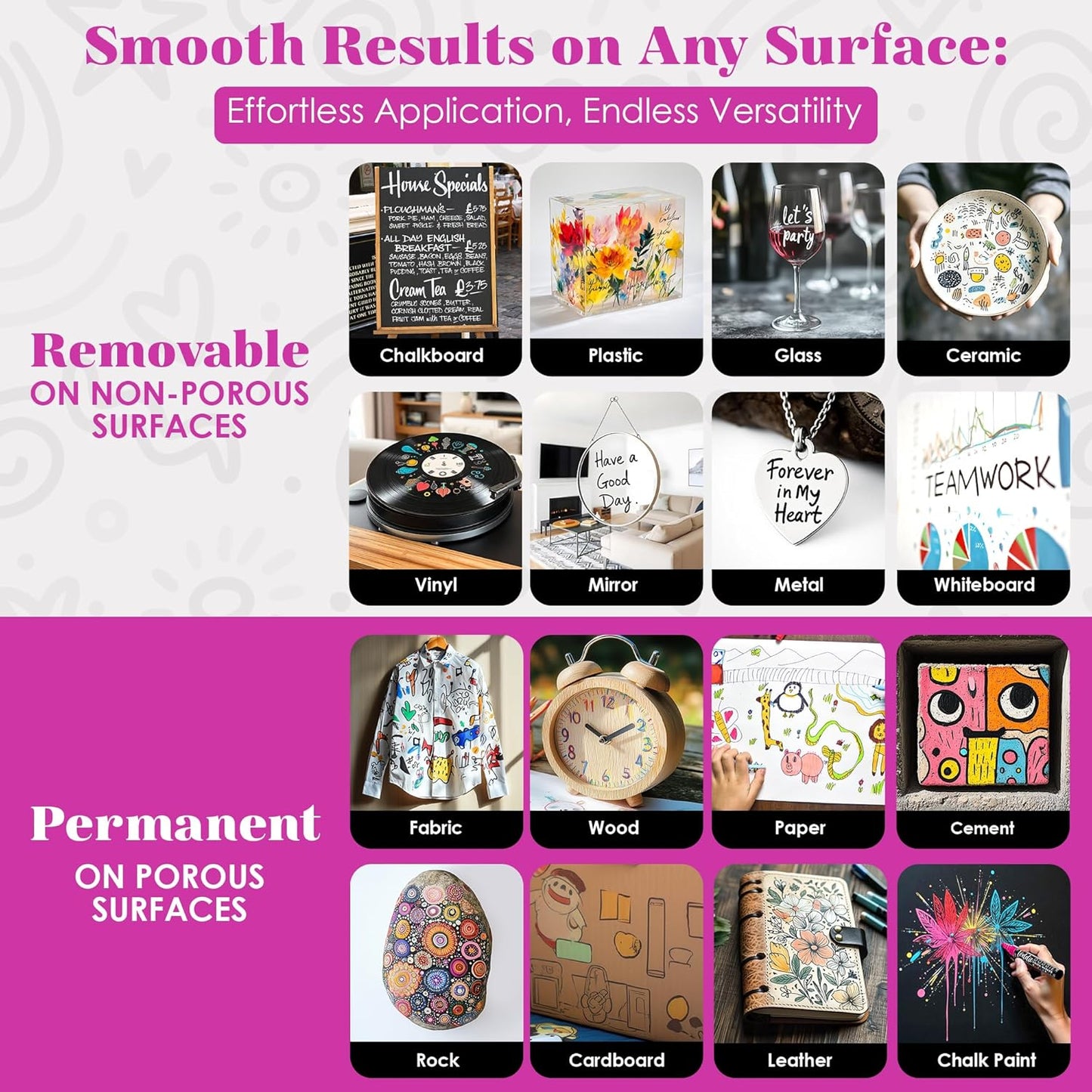 Loddie Doddie Metallic Liquid Chalk Markers for Chalkboard - 8 Count, 6mm Reversible Chisel & Bullet Tip - Erasable Chalk Pen - Metallic Chalkboard Markers - Chisel Tip Pens