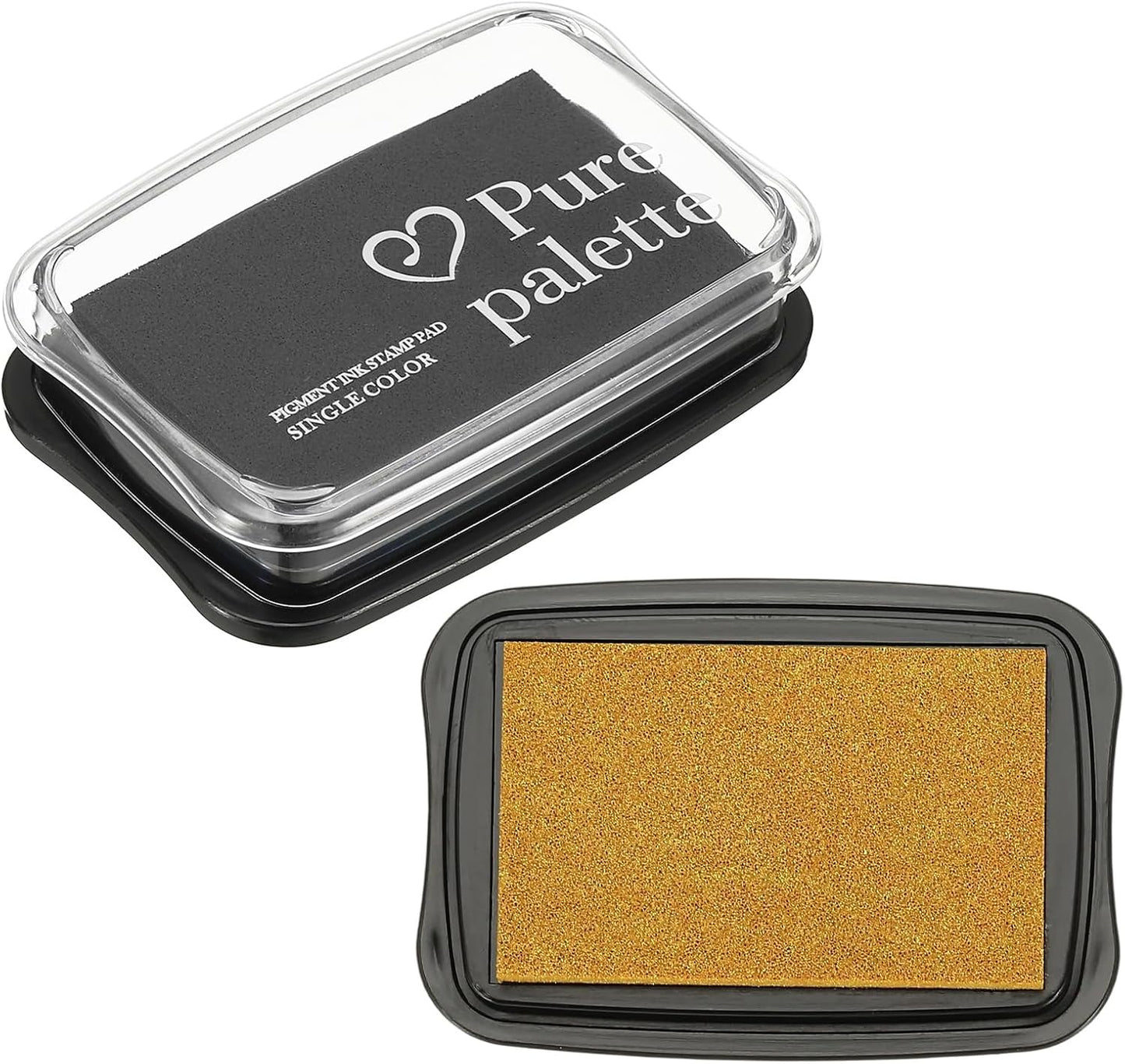 PATIKIL 3"x2" Large Stamp Pad, 2Pcs Washable Craft Ink Pad for Rubber Stamp Card Making Stamping Scrapbook Fingerprint Handprint, Golden/Black