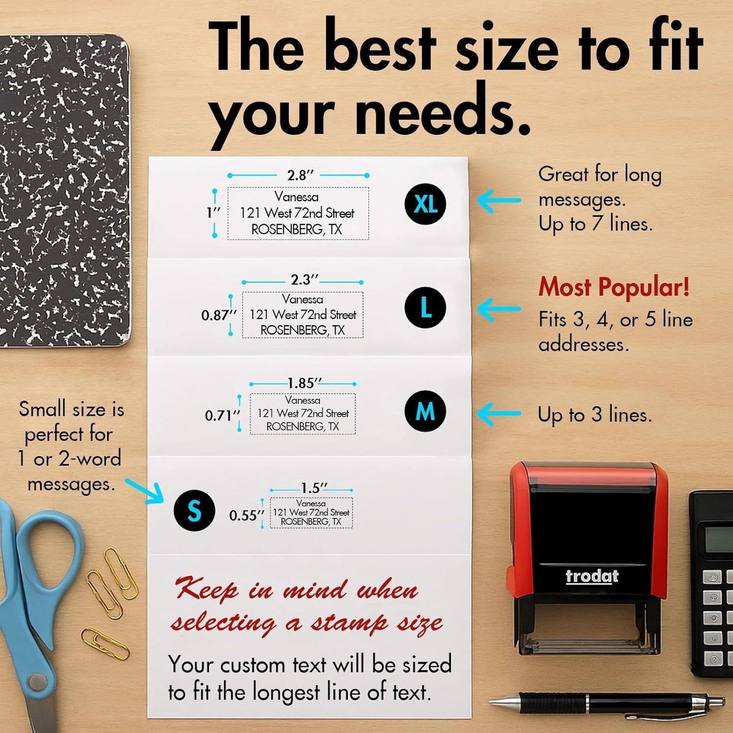 Custom Stamps Self Inking - Personalized Rubber Stamp Set – Use for Address, Logo, Signature, Return Address, Name Stamp - Multiple Font, Ink Color Options (Square)