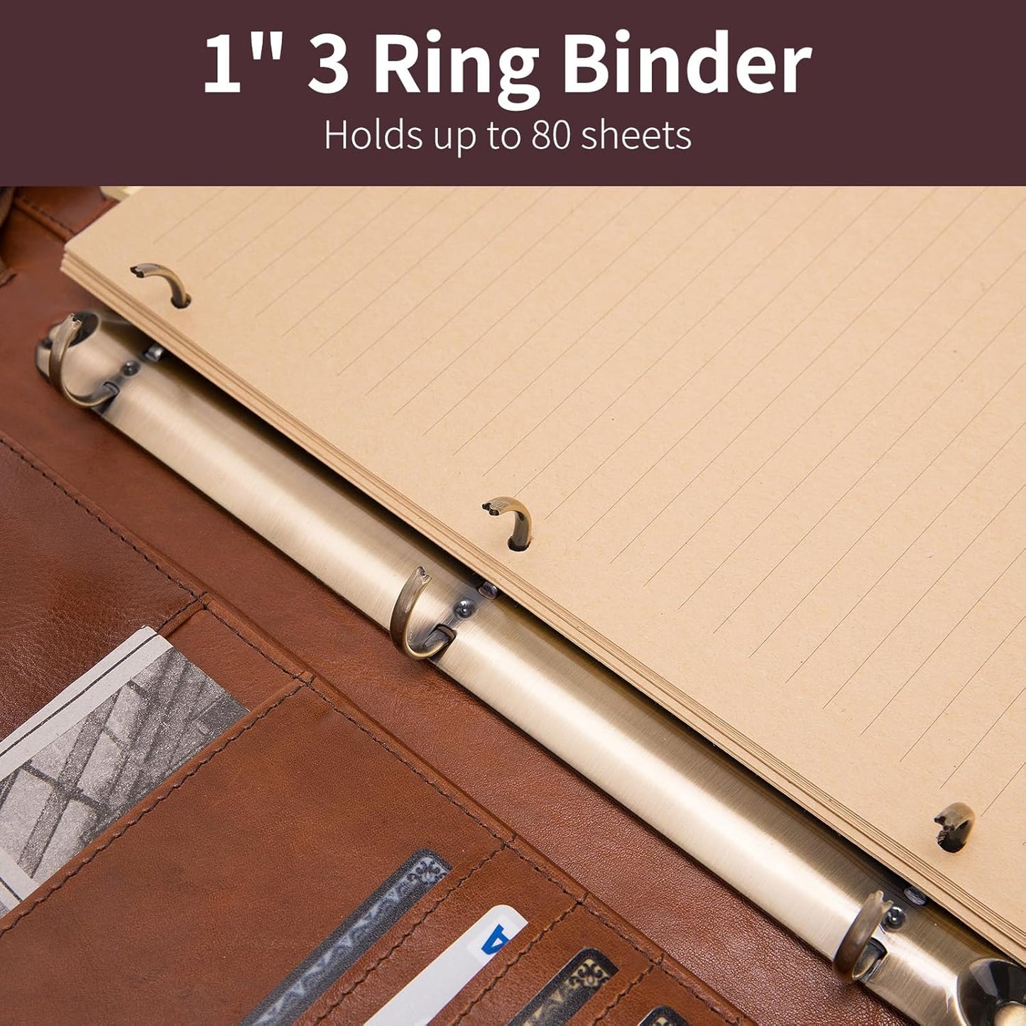Personalized Genuine Leather 3 Ring Binder Portfolio, Custom Engraved 8.5 x 14 Legal Size Pad Padfolio, Hidden Handle, 15” Laptop Organizer, Zip Professional Business Folio, Brown, Oil Tanned