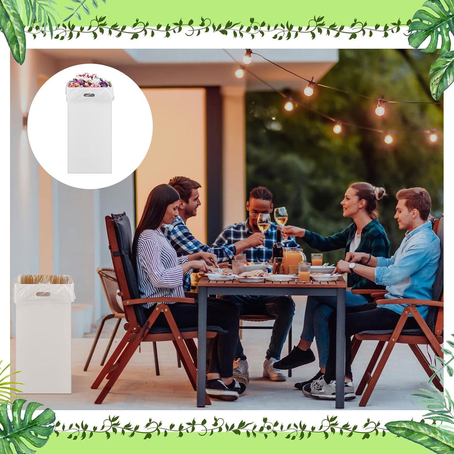 10 Pack 20 Gallon Corrugated Cardboard Trash Cans Bulk for Events Parties Disposable and Reusable Cans Bottle Recycling Bins with 20 Garbage Bags White Garbage Boxes for Outdoor Events