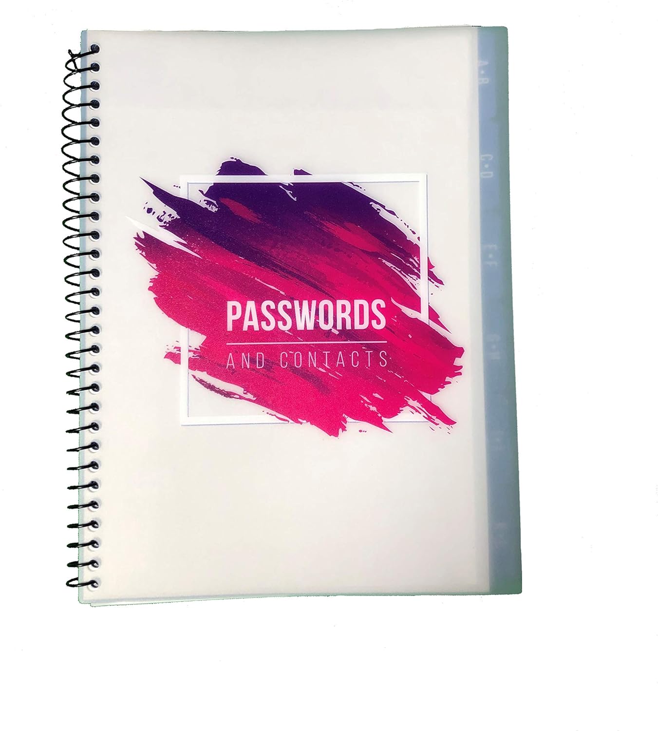 RE-FOCUS Password Book with Alphabetical Tabs 10"x7.5" Spiral Bound Credentials keeper Saves All Internet Login Details (Pink)