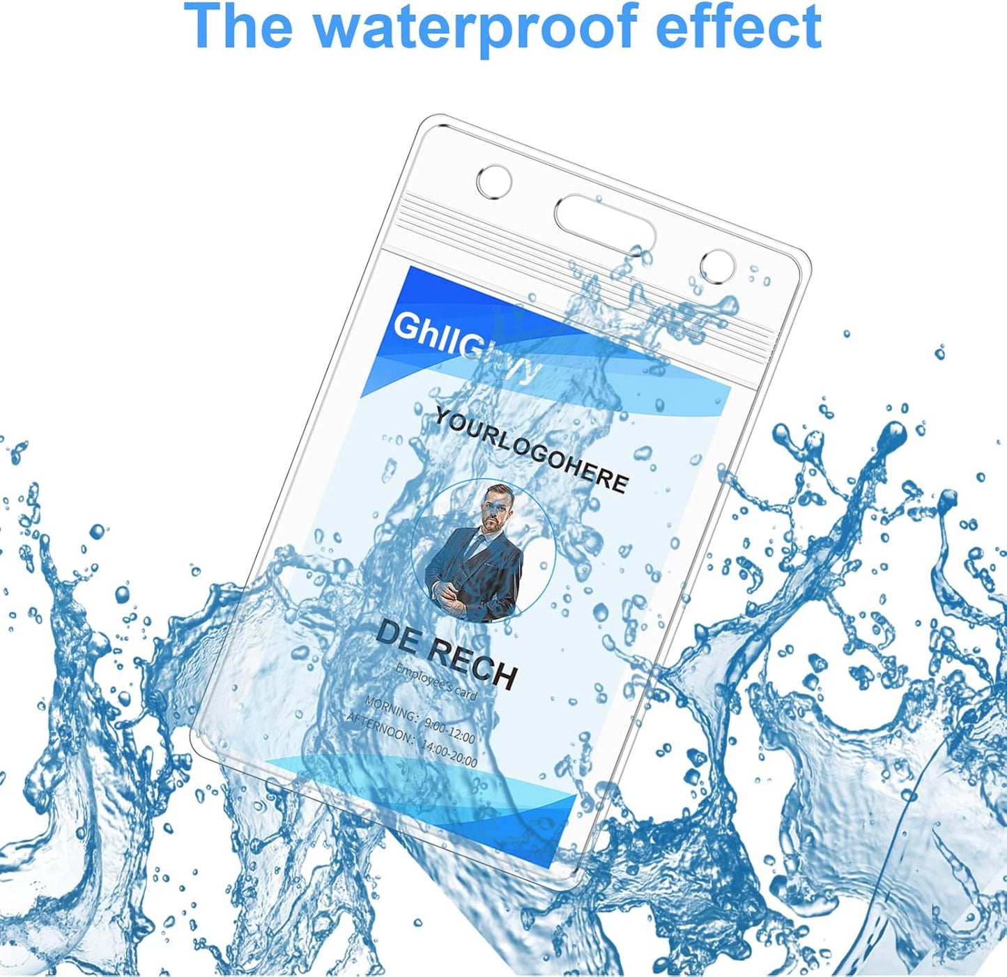 100 Pack Extra Thick Name Badge Holders, Heavy Duty & Sealable Waterproof Vertical ID Badge Holders, Durable Clear PVC Plastic Badge Sleeve for Credit Card/Shcool Work Badge/Room Key/RFID