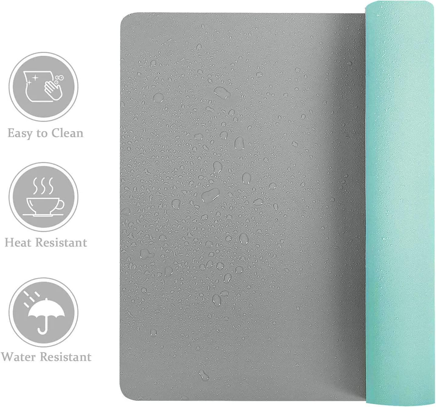 Aothia Double-Sided PU Leather Desk Pad - Non-Slip Large Mouse Pad & Desk Mat for Office, Home - Waterproof, Easy to Clean, Durable Dual-Sided Surface (31.5" x 15.7", Grey)