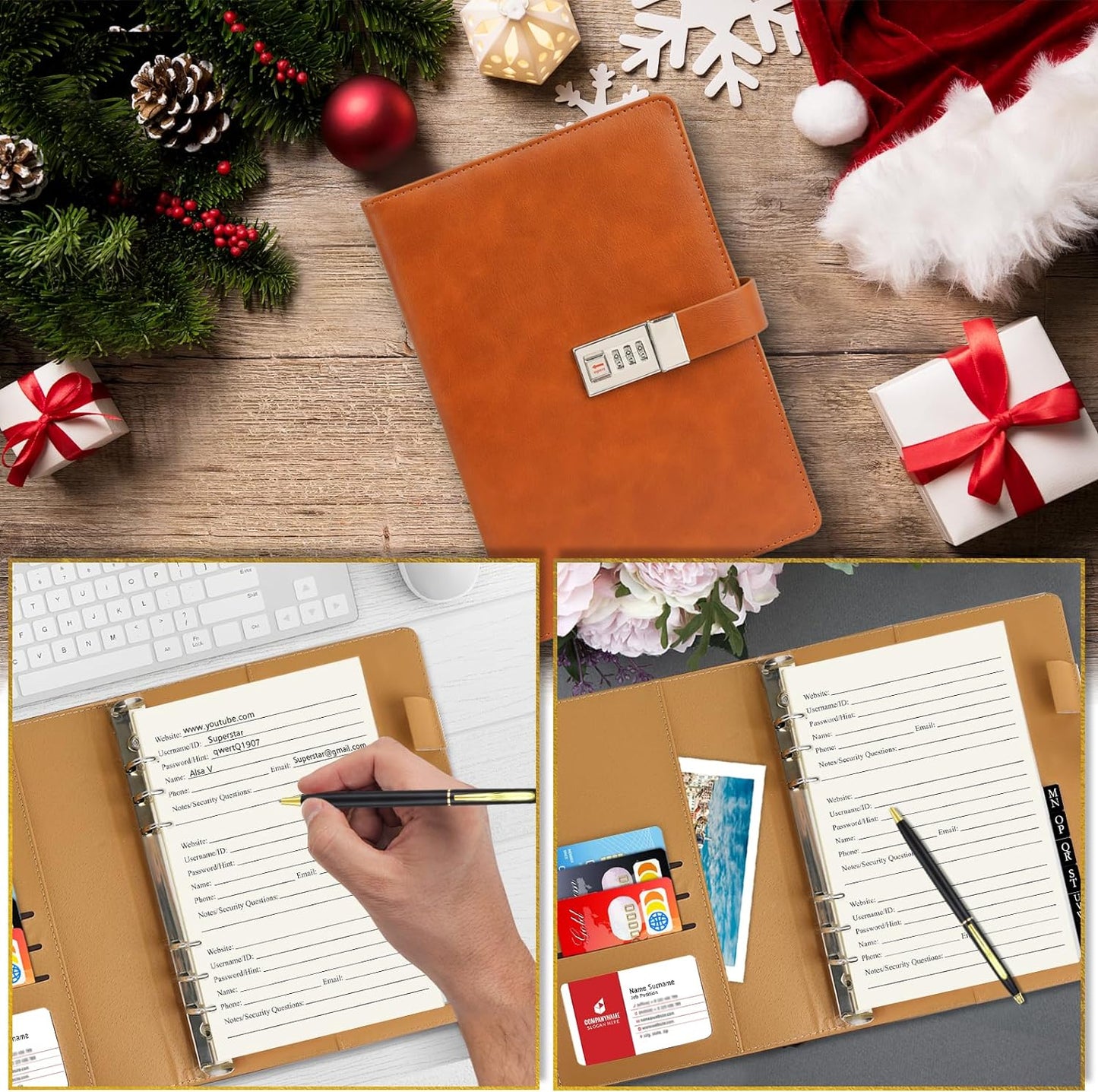 BTSFTOGET Password Book Refill Pages 212 Replacement Pages Internet Log Book, 8.2x5.6in, Large Print 576 Entries Durable Divider with Alphabetical Tabs, For Men Women Seniors Home Office Use