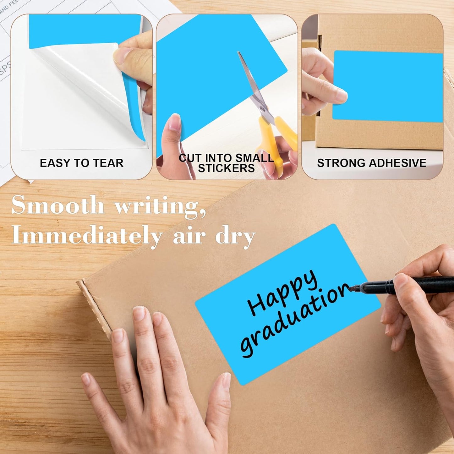 PARLAIM 3x5 inch Rectangle Color Code Stickers, 1000PCS 4 Rolls Square Adhesive Inventory Label, Sky-Blue