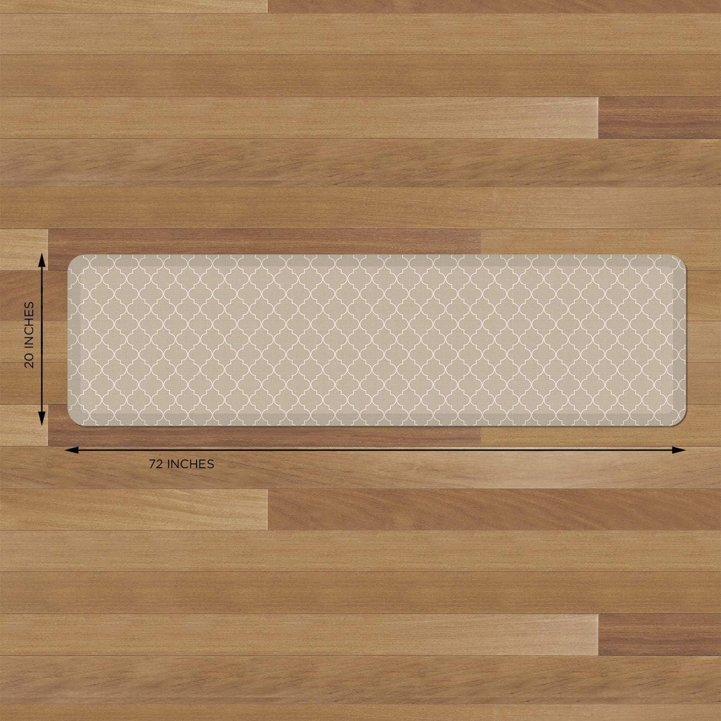 NewLife by GelPro Anti-Fatigue Designer Comfort Kitchen Floor Mat, 20x72, Trellis Khaki Stain Resistant Surface with 3/4” Thick Ergo-Foam Core for Health and Wellness