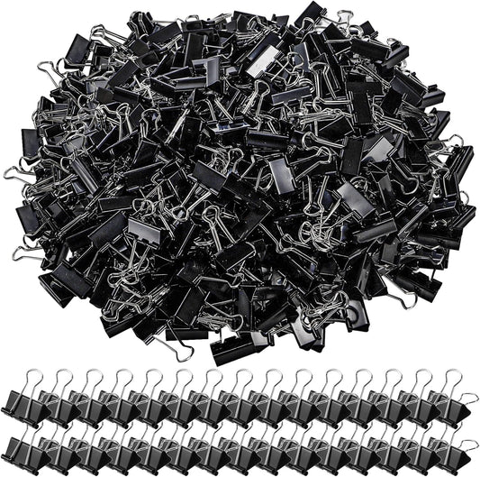 300 Pack Medium Binder Clip, 1-1/4 Inch Metal Black Fold Back Clips, Standard Paperwork Clamp Bulk for School Teacher Student, Business Office Home