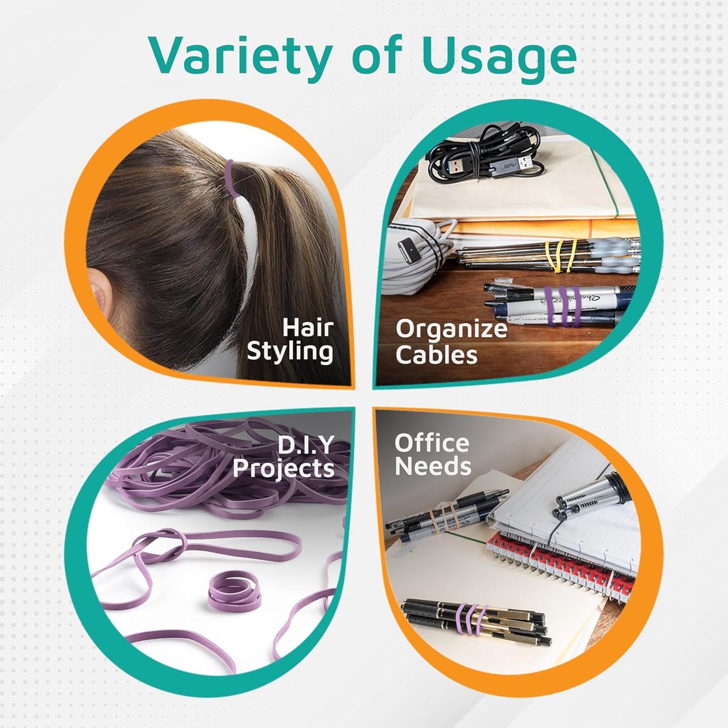 PlasticMill Rubber Bands - #33 Size - Argyle Purple Rubberbands - 1LB/500 Count