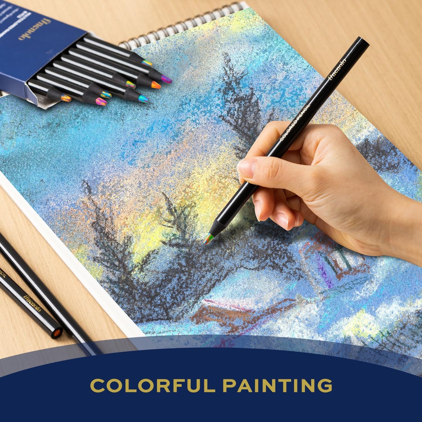 Stocking Stuffers for Kids, 16 Pieces Art Supplies Colored Pencils, Jumbo Rainbow Pencils with Sharpener, Multicolored Pencils for Drawing, Coloring, Christmas Gifts, Party Favor Bags