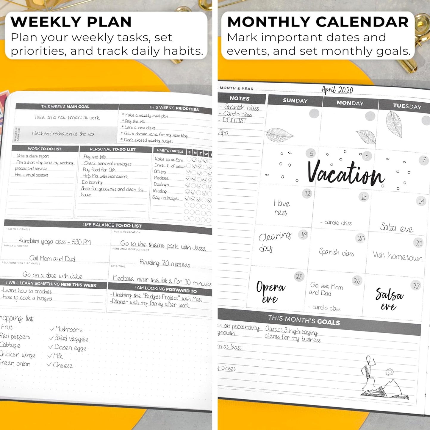 Clever Fox Planner Daily PRO - 8.5 x 11" A4 Size Daily Life Planner and Gratitude Journal to Increase Productivity, Time Management and Hit Your Goals - Undated - Lasts 3 Months (Silver Black)
