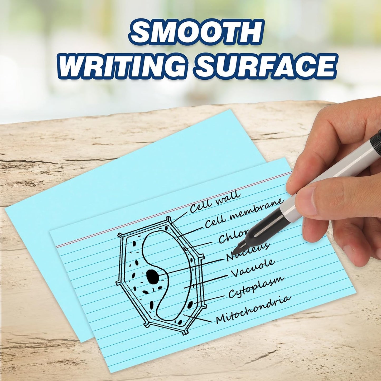 Chell Extra Heavyweight Index Cards 4x6 Inch, No Bleed-Through, 200 Count, Ruled Front and Blank Back, 80 lb. Cover Weight, Pastel Colors