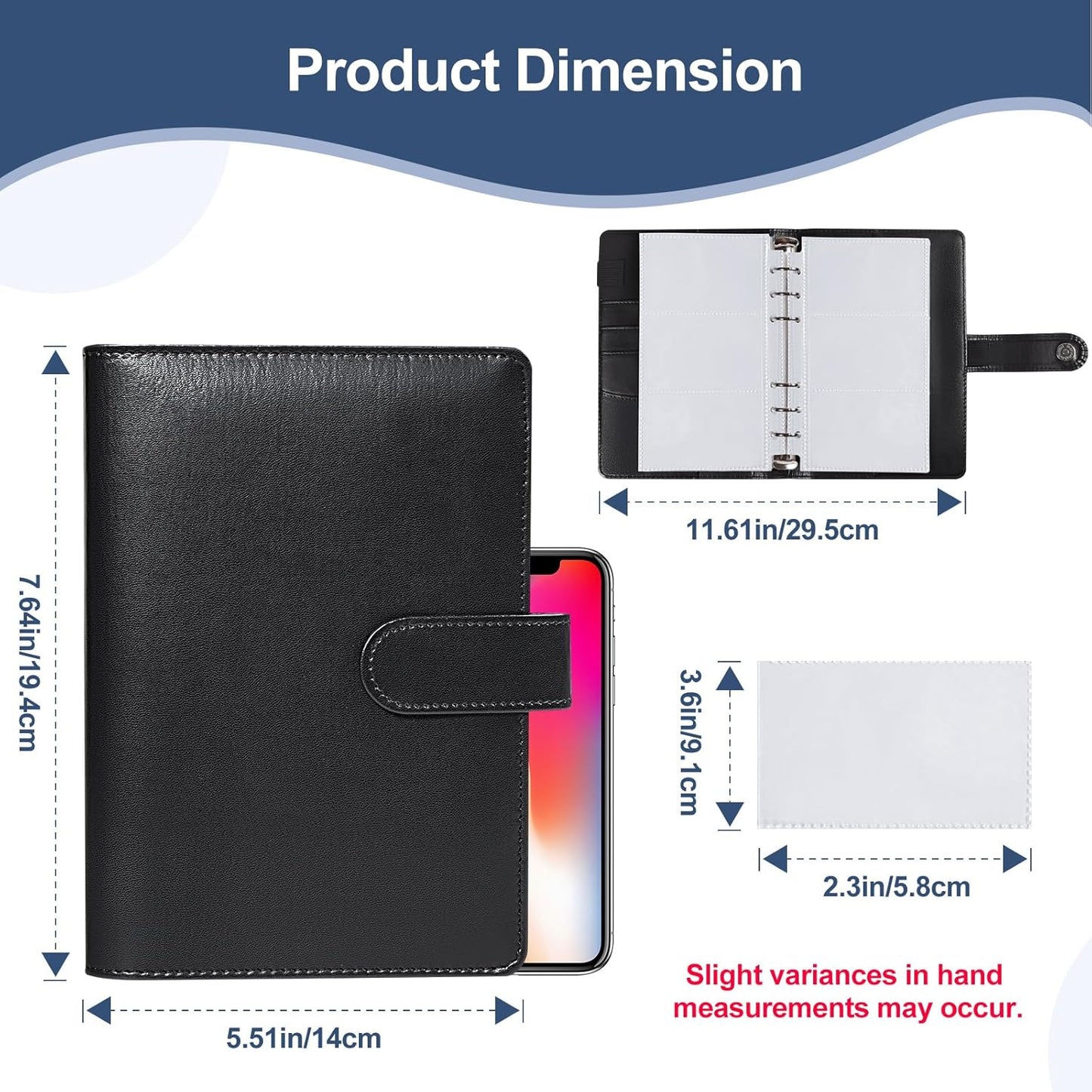 BYSTER Business Card Organizer, 40 Pack 240 Pockets Inner Refill Page Sleeves Business Card Holder Organizer, Professional PU Leather Business Card Book, Black