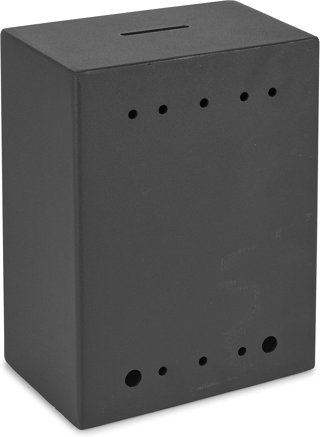 Metal Donation Box Charity Steel Collection ballot Box Office Suggestion Box Secure Box With Front and top Slot Easy Wall Mount with pre drilled holes 8.5x6.5x4" Drop Box for Home and Office(Black)