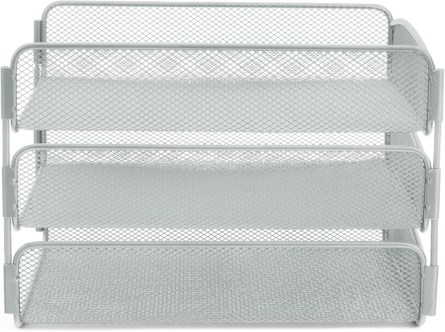 Safco Onyx Desktop Organizer, 3-Tier Paper Tray, Durable Steel Mesh Construction,Silver