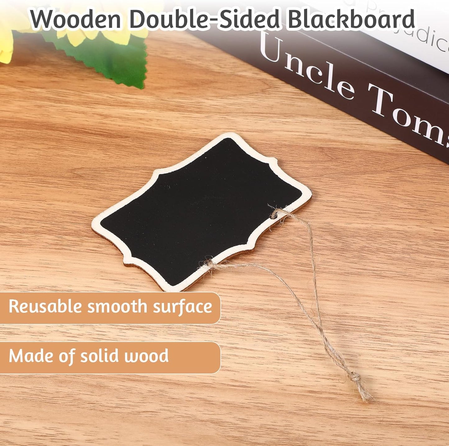 20Pcs Mini Chalkboard Signs,Hanging Small Chalkboard Sign,Chalkboard Tags with String,Double-Sided Hanging Food Labels for Party Buffet,Wooden Erasable Price Message Tags Blackboard