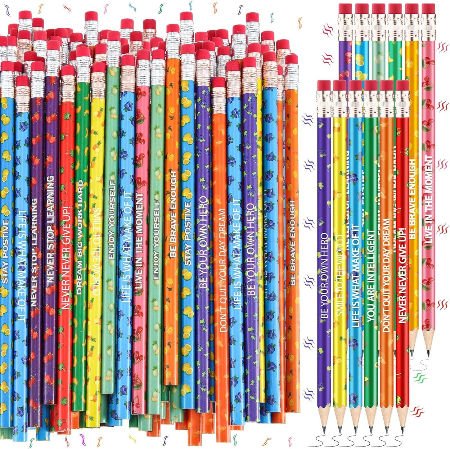 120 Pcs Scented Pencils Bulk for Kids Inspirational Motivational Cute Fun Fruit Wood Smelly Graphite Pencils with Erasers for School Classroom Office Students Girls Boys Gifts Supplies