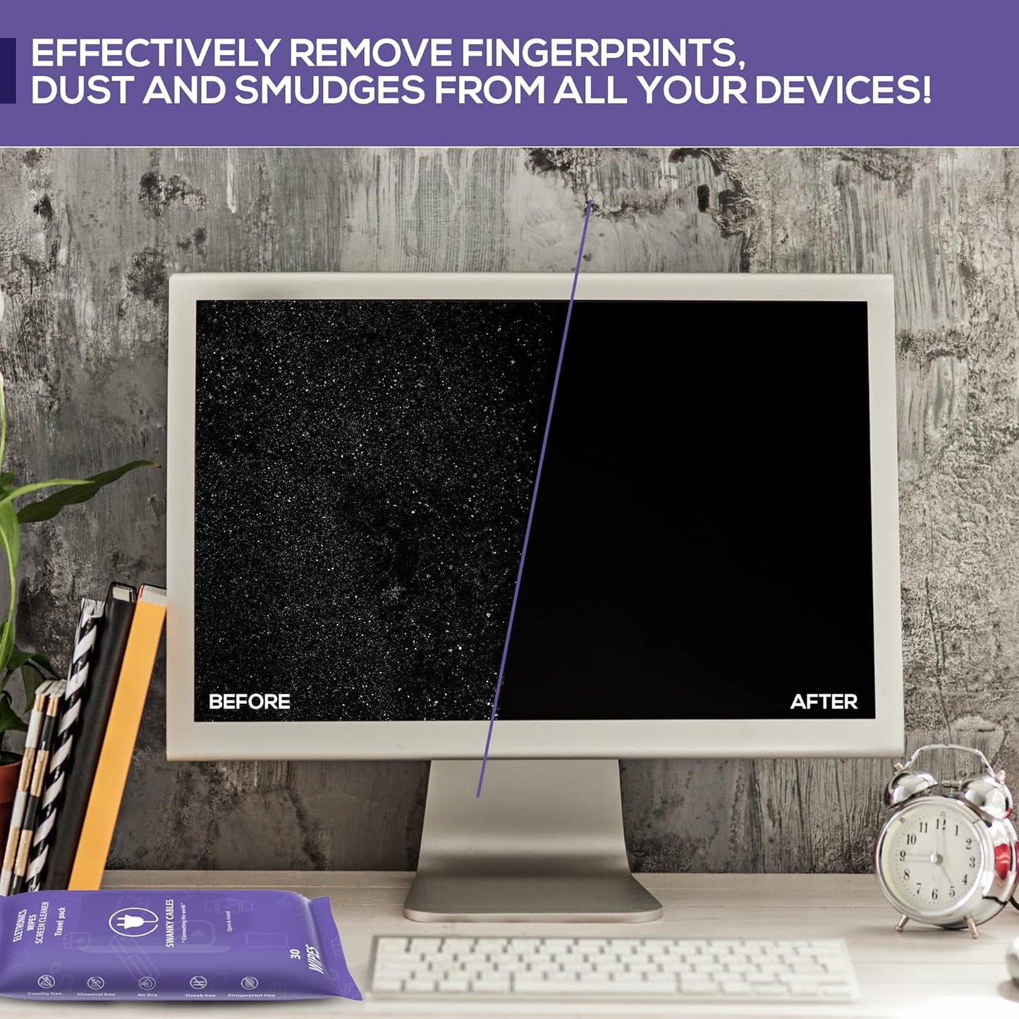 Screen Cleaner Wipes: Electronic Wipes for Screens - Computer Screen Wipes for Lens, Phone, Tv Screen and Monitor Cleaning - Tech Wipes & Microfiber Cloth (Soft Wipes, 180 Count)