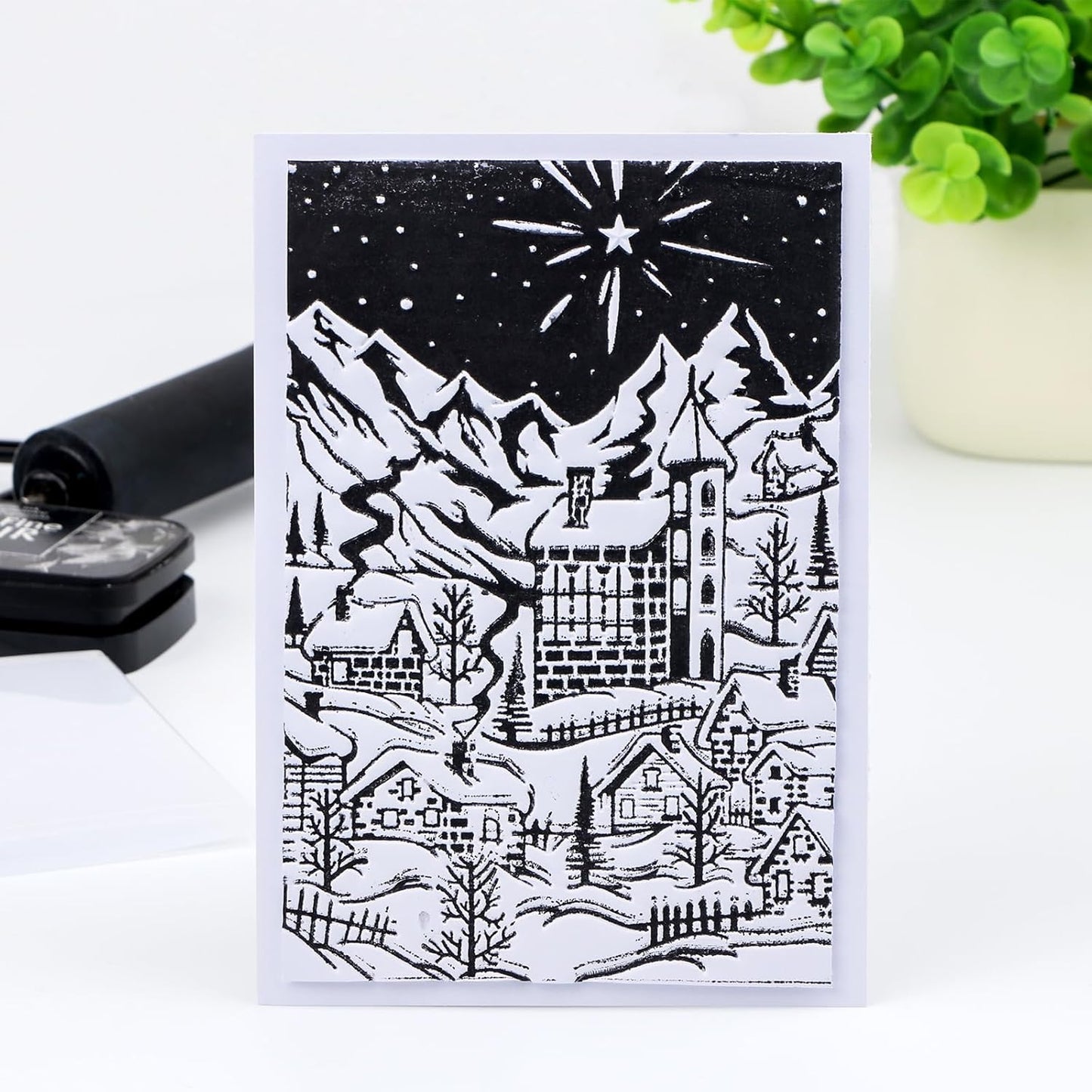 BAOFALI 3D Embossing Folder for Card Making,Snow Mountain, Castle Plastic Texture Fades Embossing Folder Template for Scrapbooking and Other Paper Craft Album Stamps DIY Decoration 6.3" L x 4.5" W