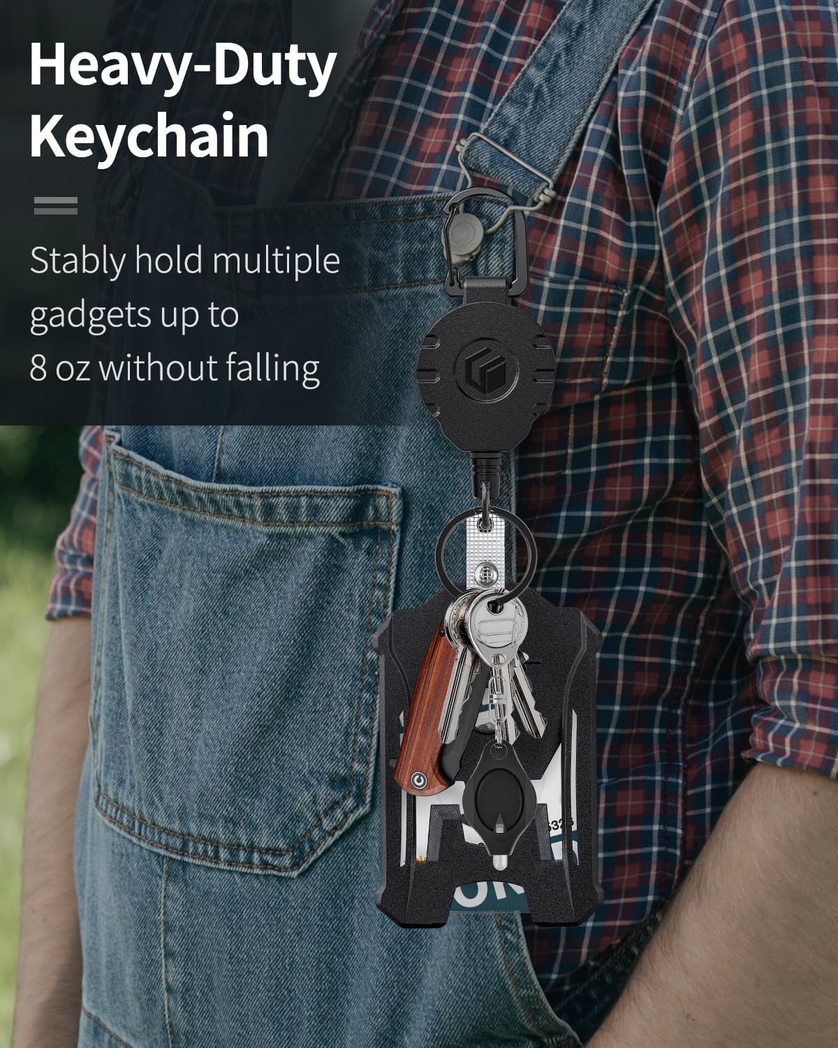 Uniclife 2 Pack Heavy Duty Badge Holder Vertical Hard Plastic Case with Retractable Keychain Badge Reel for up to 8 oz Hard Card Protector with Clear Window Tactical ID Holder