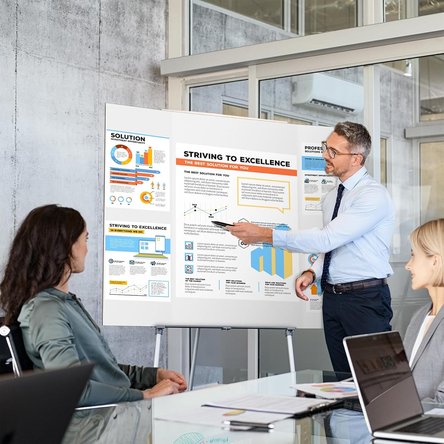 2 Pack 36" x 48" Trifold Poster Board for Presentation, White Corrugated Cardboard Large Tri Fold Poster Board for Science Fair, Office & School Projects, Photo Displays, Exhibitions Event