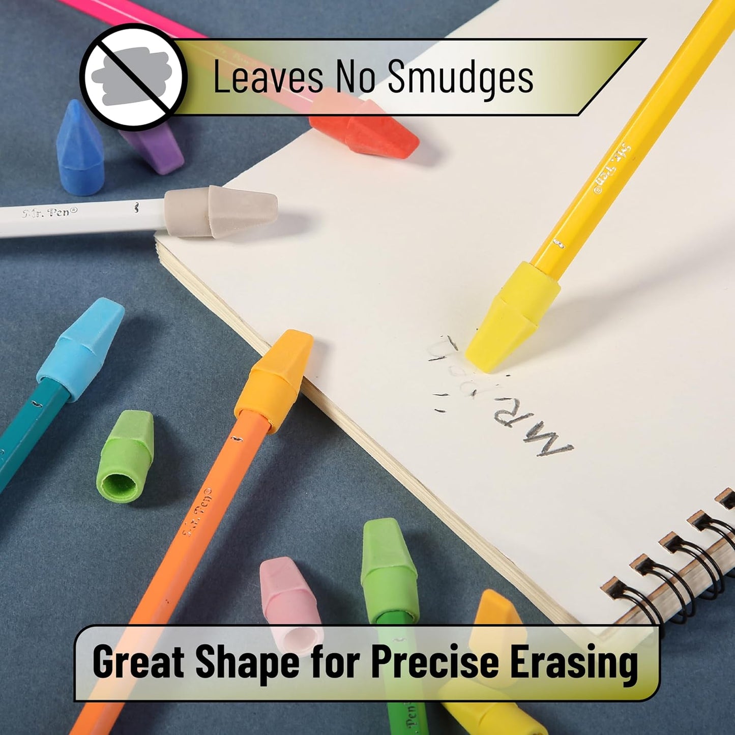 Mr. Pen- Pencil Erasers Toppers, 1000 Pack, Colorful, Latex Free, No Smudge, Mr Pen Erasers for Pencils