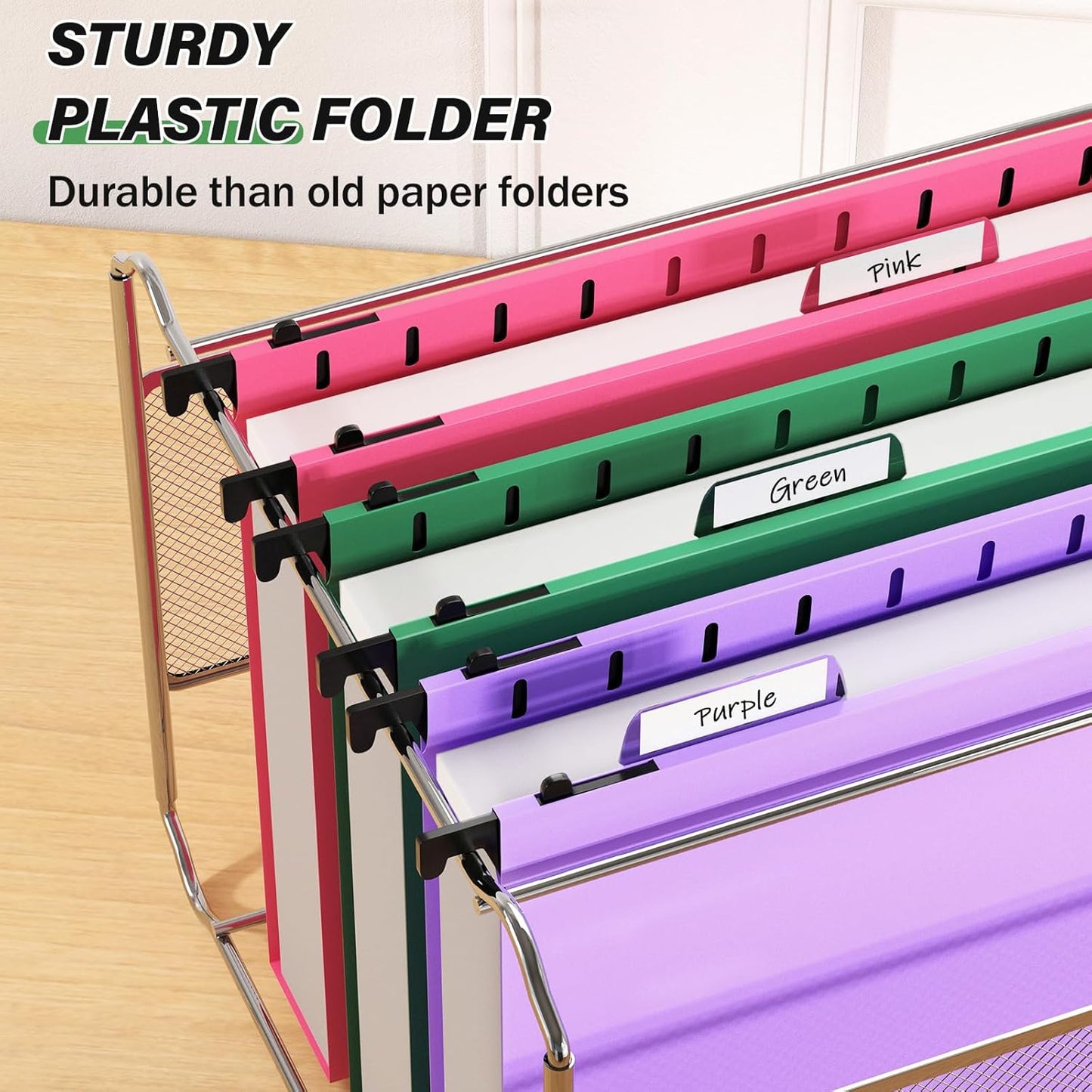 Extra Capacity Legal Size Plastic Hanging File Folders,12 Pack Reinforced Legal Hanging Folder with Heavy Duty 2 Inch Expansion,Filing Cabinet Folder,for Bulky Files, Medical Charts,Assorted Color