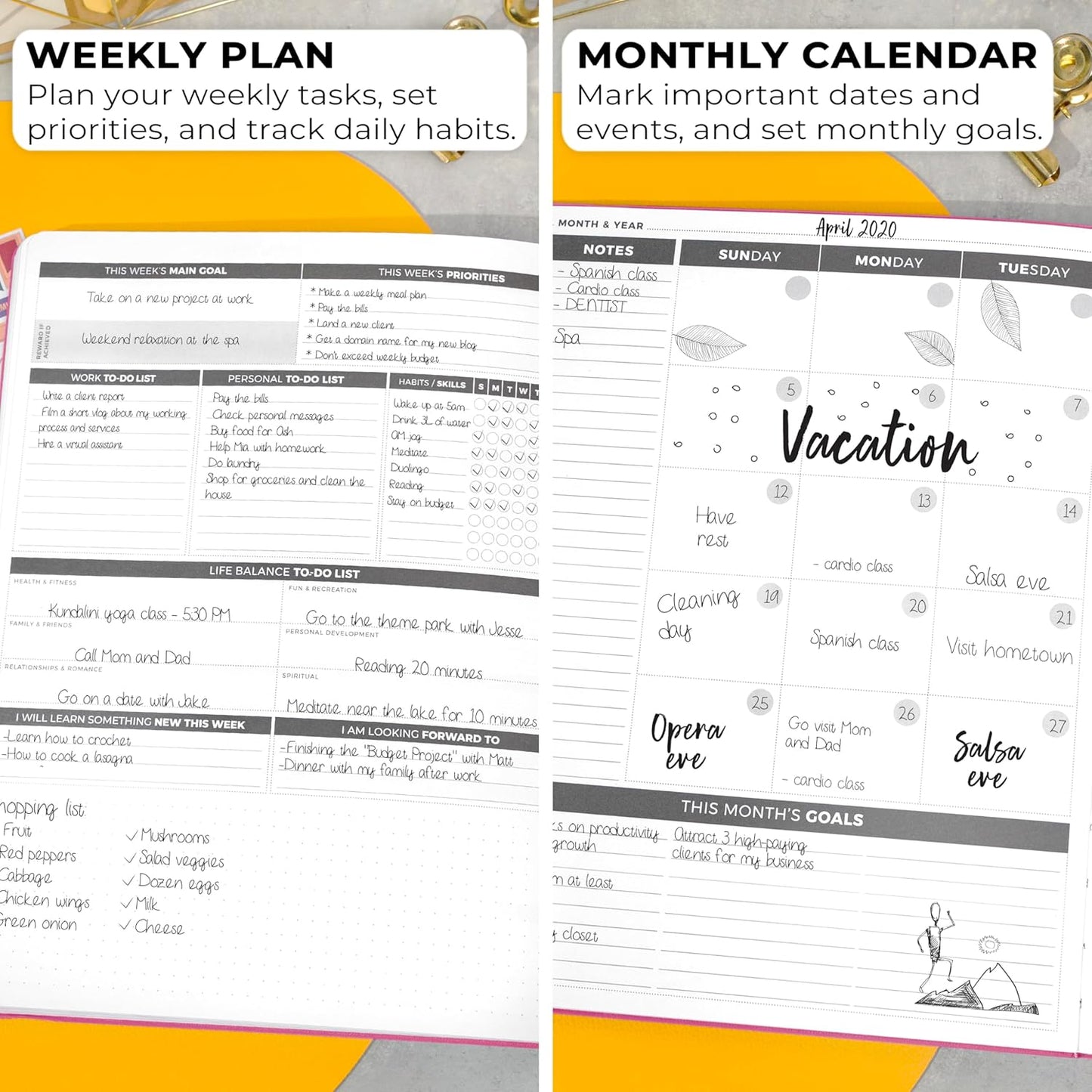 Clever Fox Planner Daily PRO - 8.5 x 11" A4 Size Daily Life Planner and Gratitude Journal to Increase Productivity, Time Management and Hit Your Goals - Undated - Lasts 3 Months (Dark Pink)