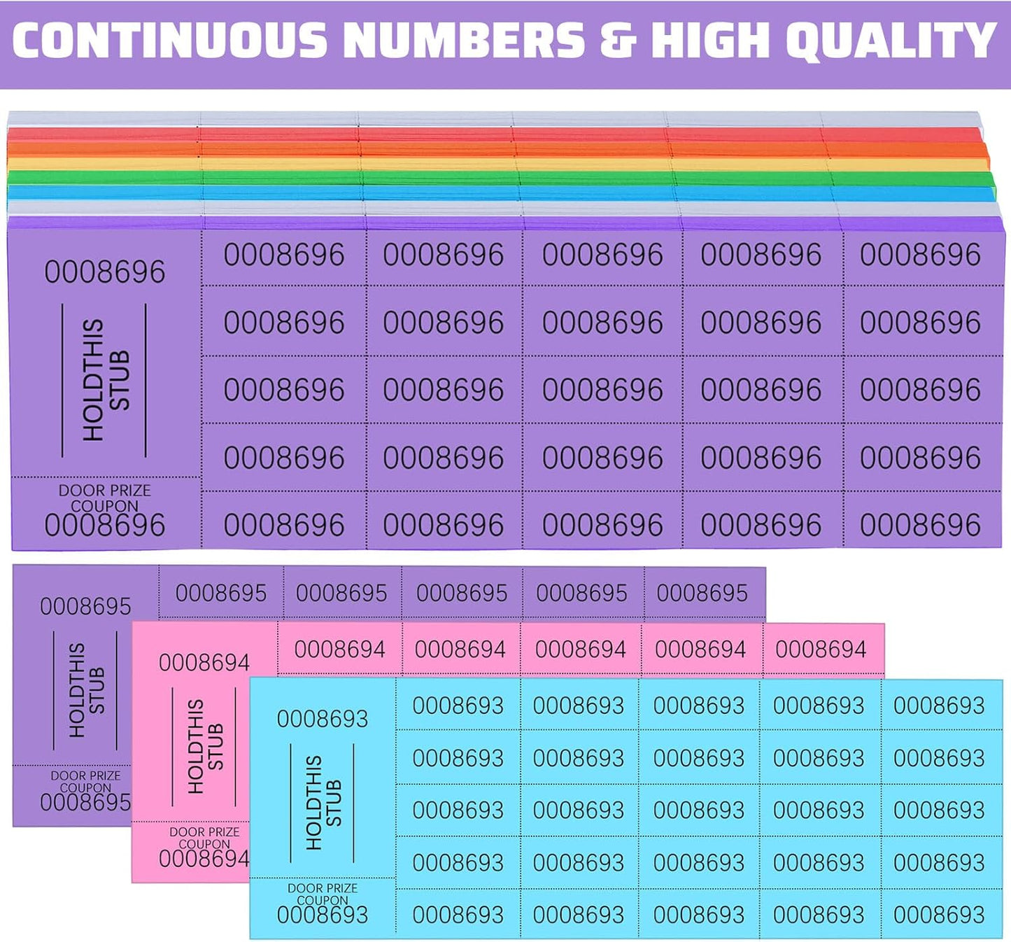 Kosiz 504 Sheets 25 Bid Raffle Ticket with Different Numbers Per Sheet Chinese Auction Tickets for Events Church Basket Auction Silent (Mixed Color)