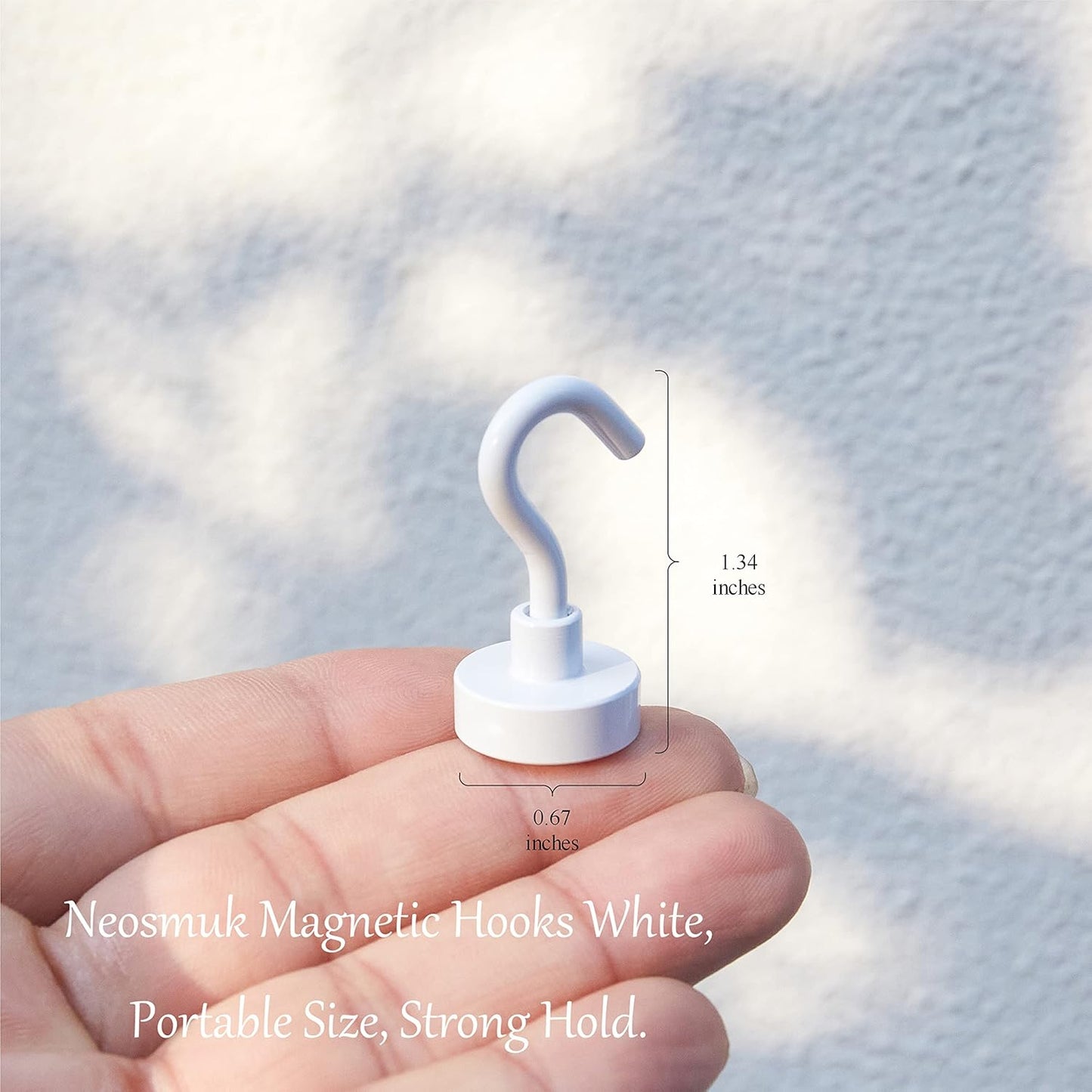 Neosmuk Magnetic Hooks,30lb Heavy Duty Earth Magnets with Hook for Refrigerator, Extra Strong Cruise Hook for Hanging, Magnetic Hanger for Curtain, Grill (White, 4 Pack)