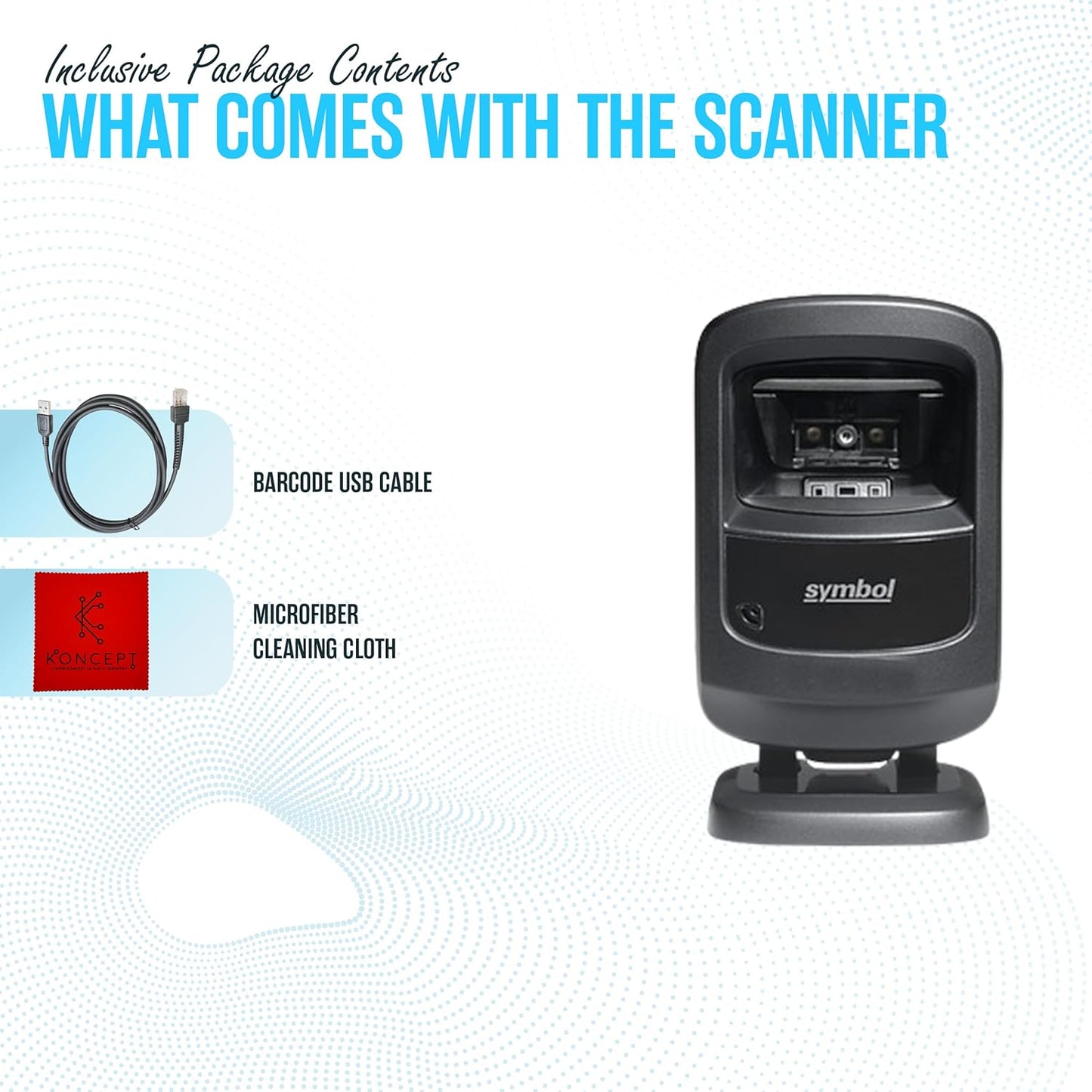 DS9208 Zebra Symbol Digital Handsfree 1D/2D Barcode Scanner with USB Cable & Microfiber Cleaning Cloth - High Performance Scanning, Compact Design, Standard Range (Renewed)