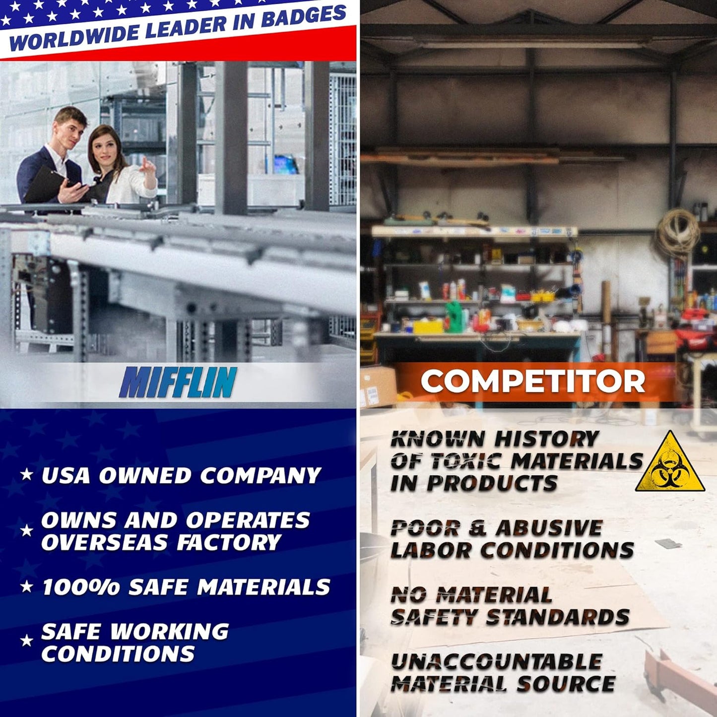 Mifflin-USA Vertical Plastic Card Holder with Metal Clip and Vinyl Straps (Clear, 2.25x3.5 Inch, 100 Pack), Waterproof PVC ID Name Badge Holder with Clip