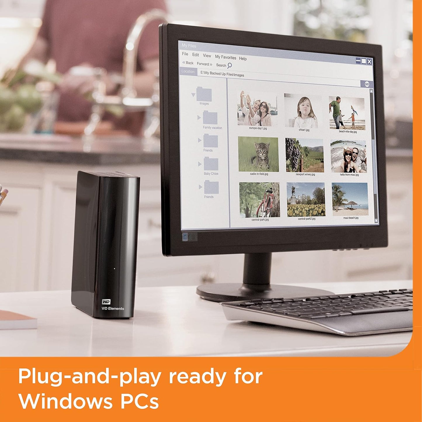 WD 24TB Elements Desktop External Hard Drive for Plug-and-Play Storage, USB 3.2 Gen1 - WDBWLG0240HBK-NESN