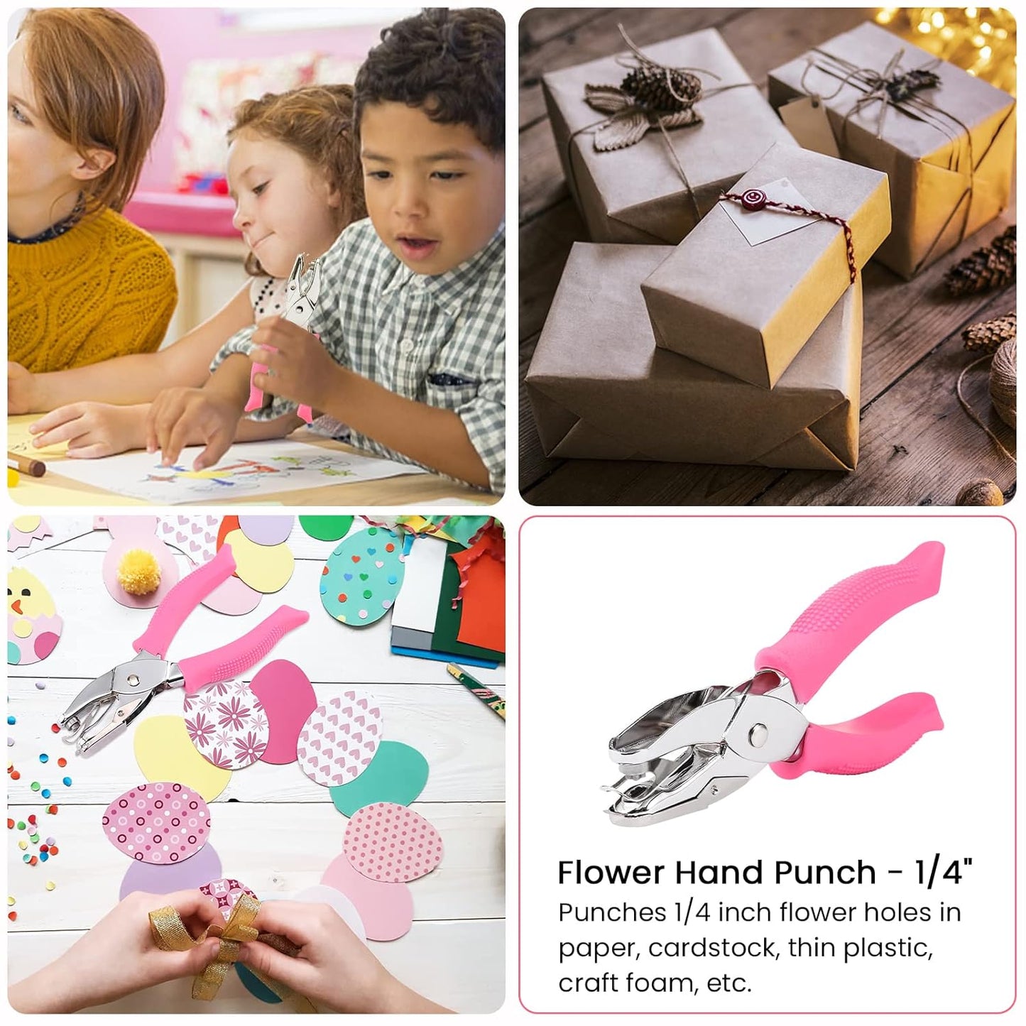 MyArTool Flower Hole Punch, 1/4 Inch Handheld Flower Paper Punch with Soft Grip, Flower Shape Hole Puncher for Paper Crafts, Cardstock, Gift Wrapping, Greeting Cards and Scrapbooks