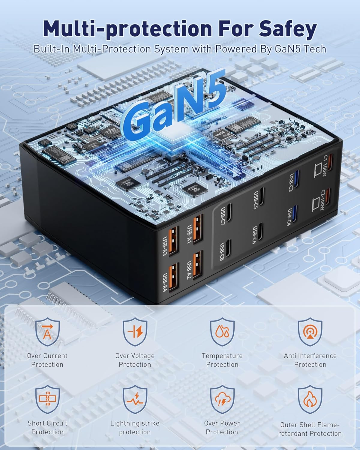 Charging Station (600W),12-Port USB C Charger Block with Dual 100W PD USB-C Fast Charging Station Hub for MacBook Pro/Air/All iPad iPhone 17/16 15/14/13/Pro Max/Samsung Galaxy Note (Black)