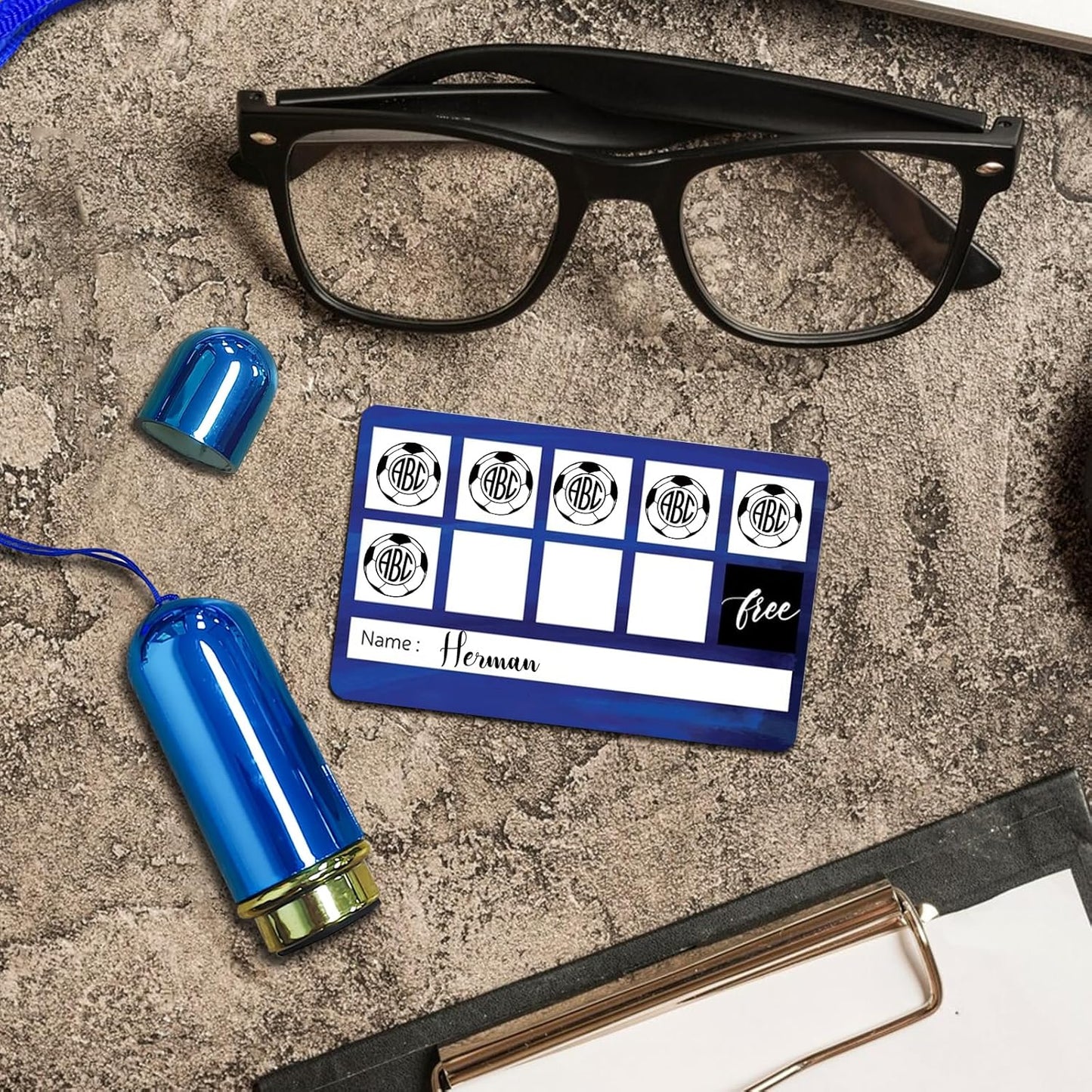 Custom Loyalty Card Personalized Self-Inking Stamp for Business, Reward, Food - Small Round Rubber