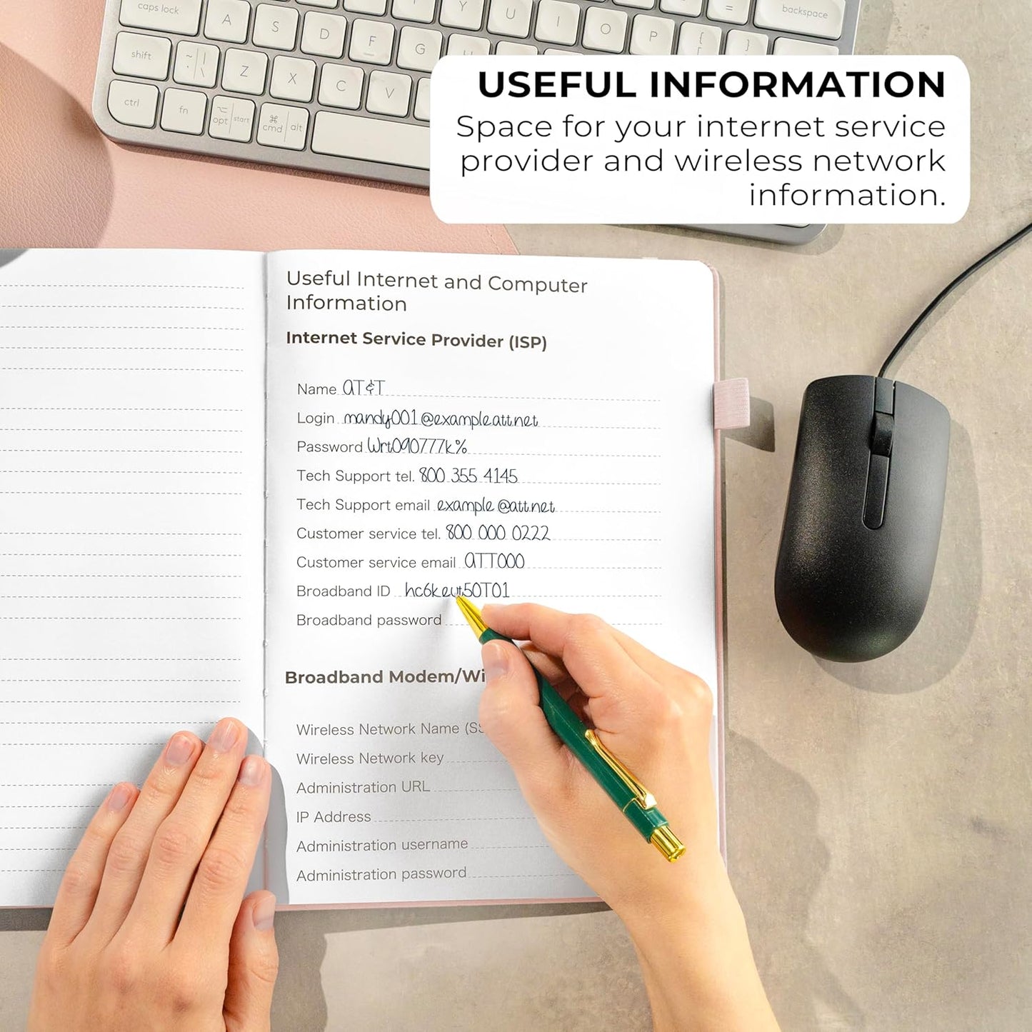 Clever Fox Password Book with alphabetical tabs. Internet Address Organizer Logbook. Large Password Keeper for Website Logins (Rose Gold)