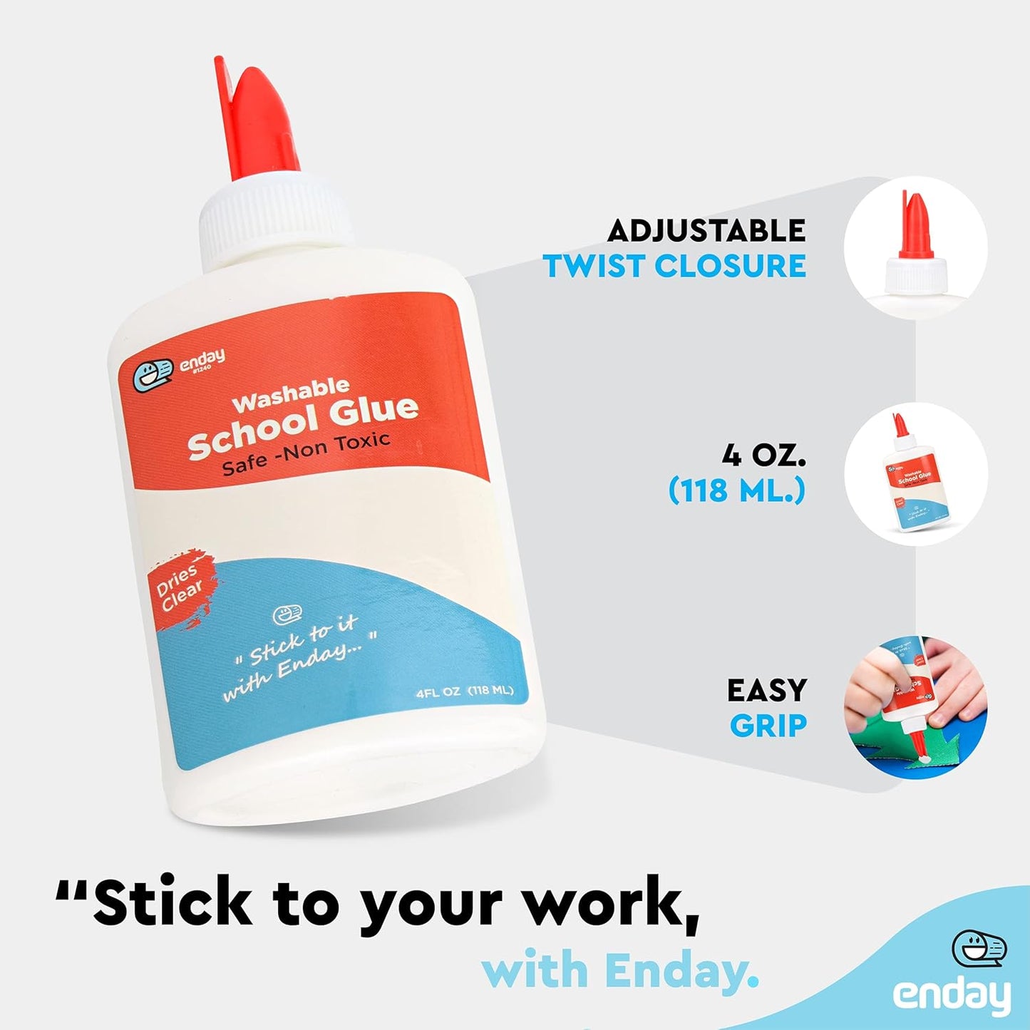 Liquid Glue (12 Pack) - 4 oz Washable School Glue, Bulk, Non-Toxic for Kids, for Slime, Arts and Crafts - by Enday