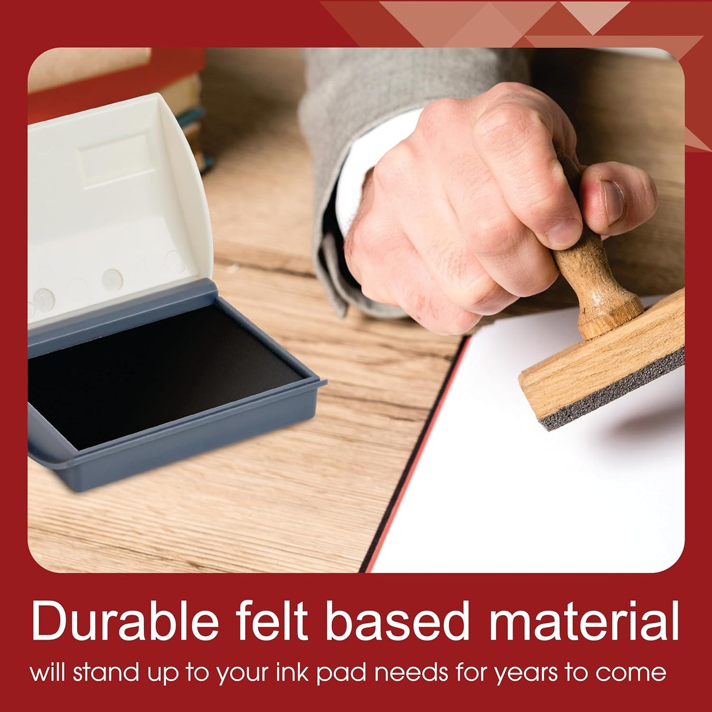 Shiny Red Ink Stamp Pad, 2-3/4" by 4-3/8" Surface Area, Felt Stamp Pad with Red Water-Based Stamp Ink