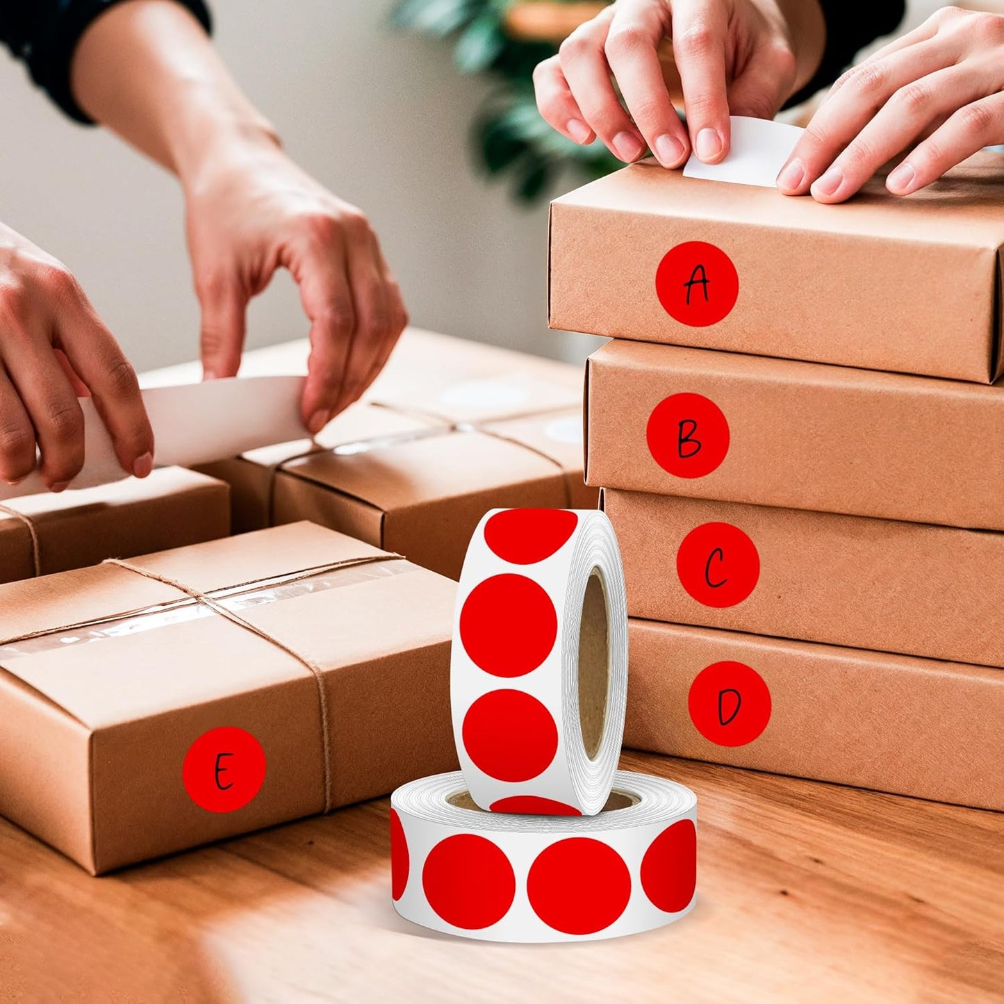 Red 1 Inch Round Color Coding Dot Labels, 10 Rolls 10000 Dot Stickers in Dispenser Box - Permanent Adhesion, Vibrant Colors, Highly Visible