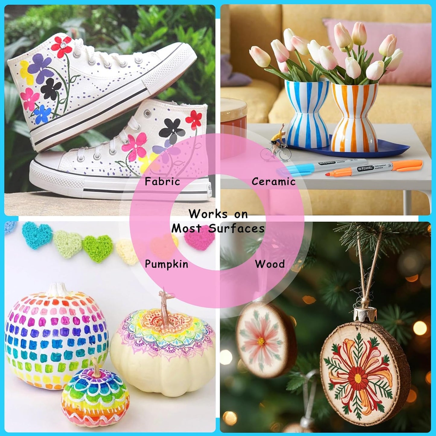 Permanent Markers Bulk, 144 Pack Permanent Marker Set, 12 Assorted Colors, Fine Point Tip, Fast Dry, Waterproof, work on Plastic, Glass, Metal, Wood and Stone, Perfect for School, Office, Home