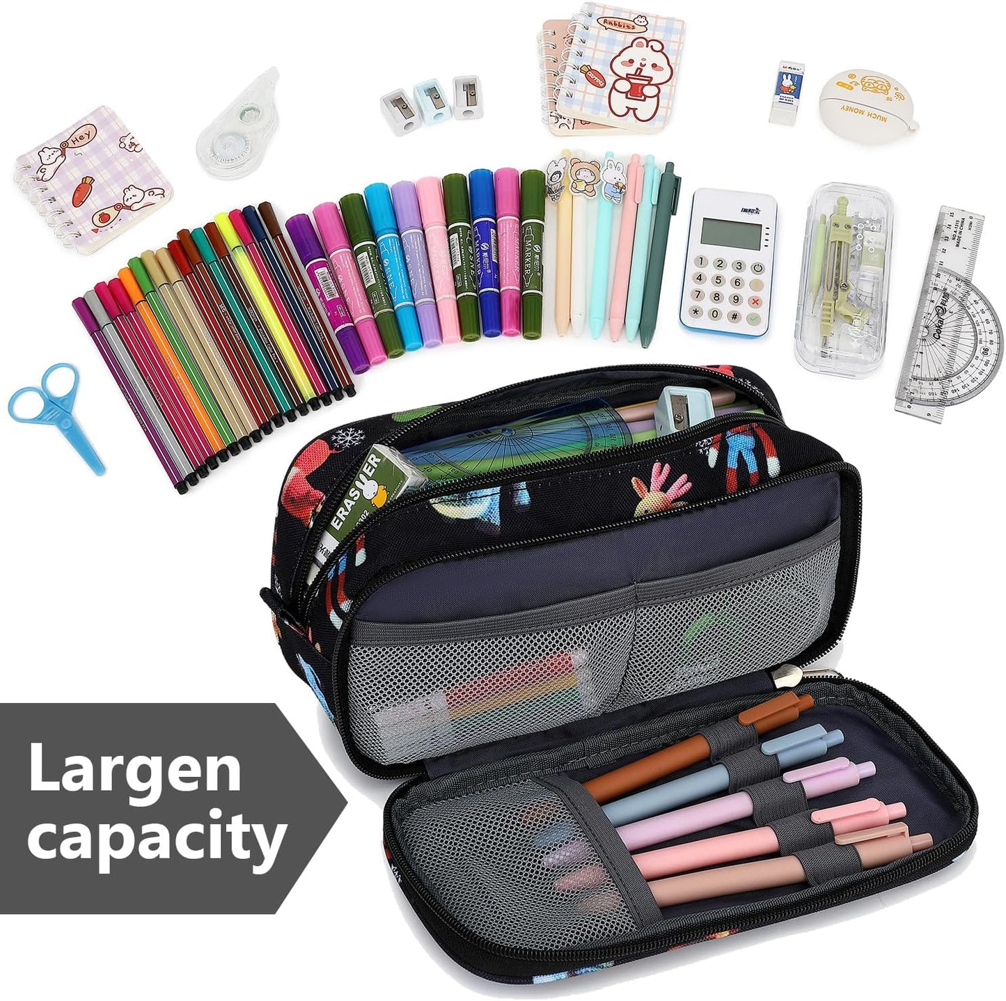 Pencil Cases for kids, Large Capacity Pencil Pouch, Office College School Marker Organizer Case pen for Men Women Adult Teens