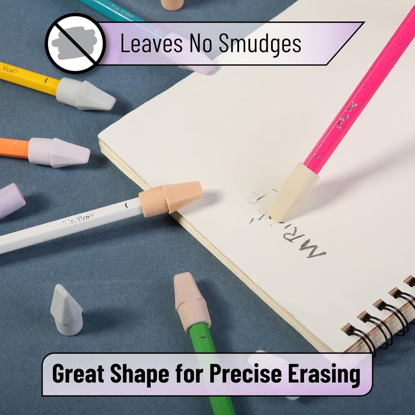 Mr. Pen- Pencil Erasers Toppers, 120 Pack, Colorful, Latex Free, No Smudge, Mr Pen Erasers for Pencils